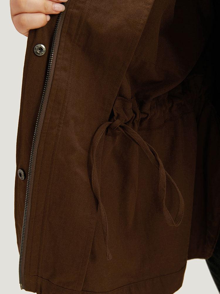 Plain Flap Pocket Gathered Coat Female Product Image