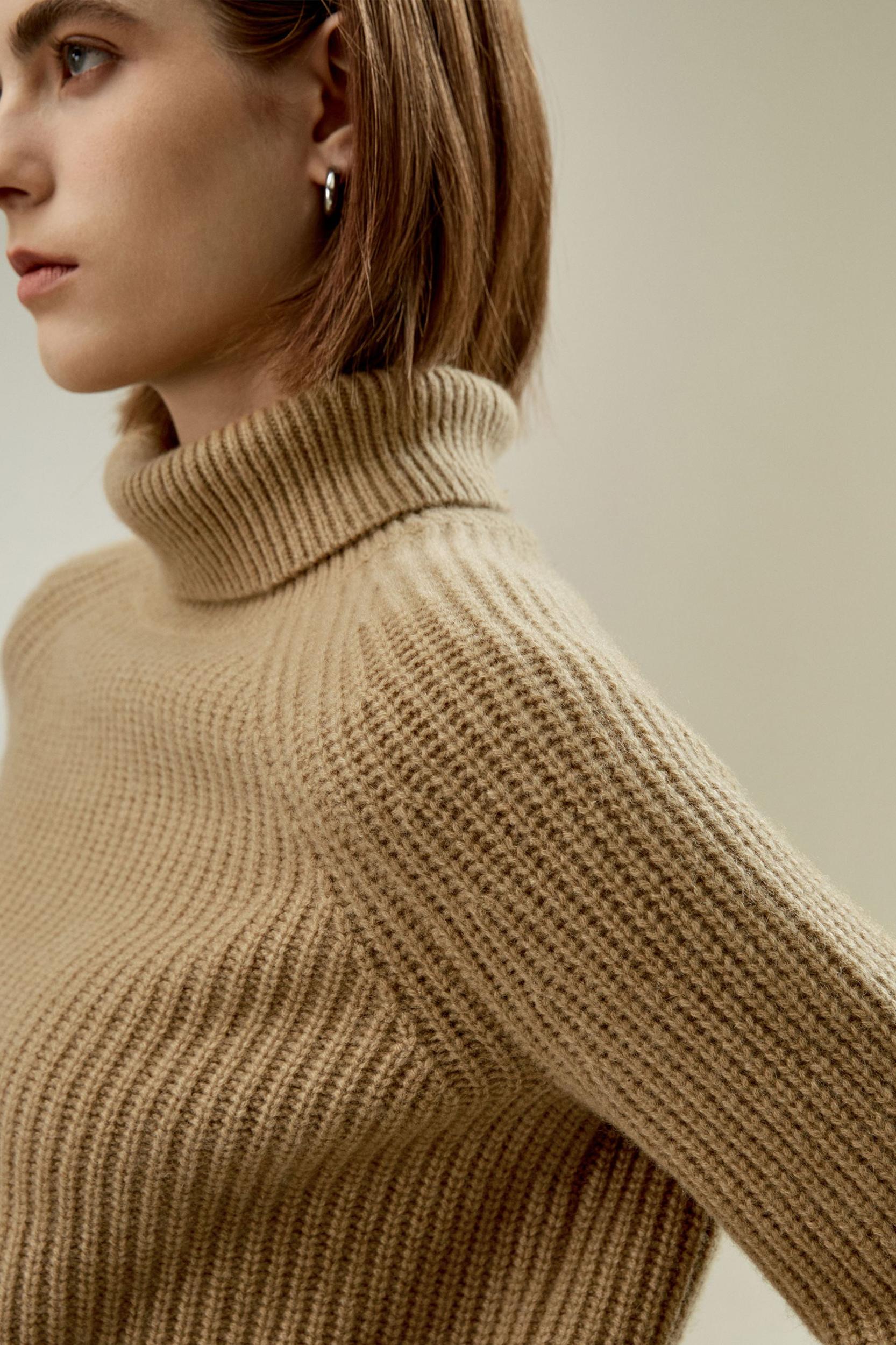 Cashmere Textured Turtleneck Sweater Product Image