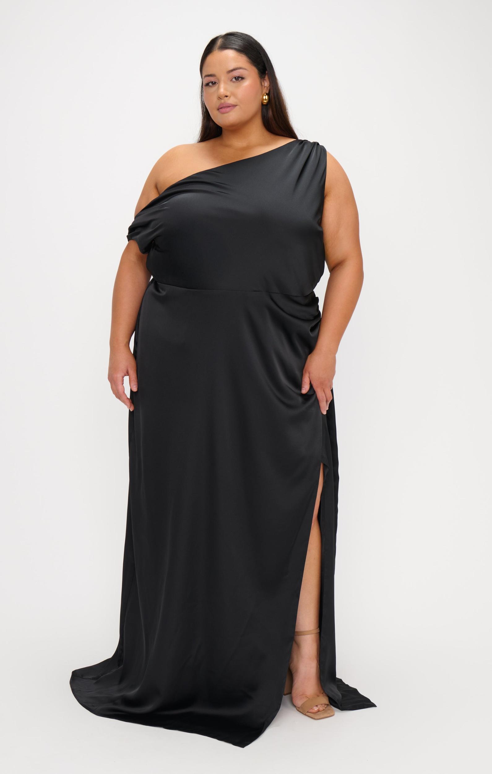 Jodie Dress ~ Black Luxe Satin Product Image