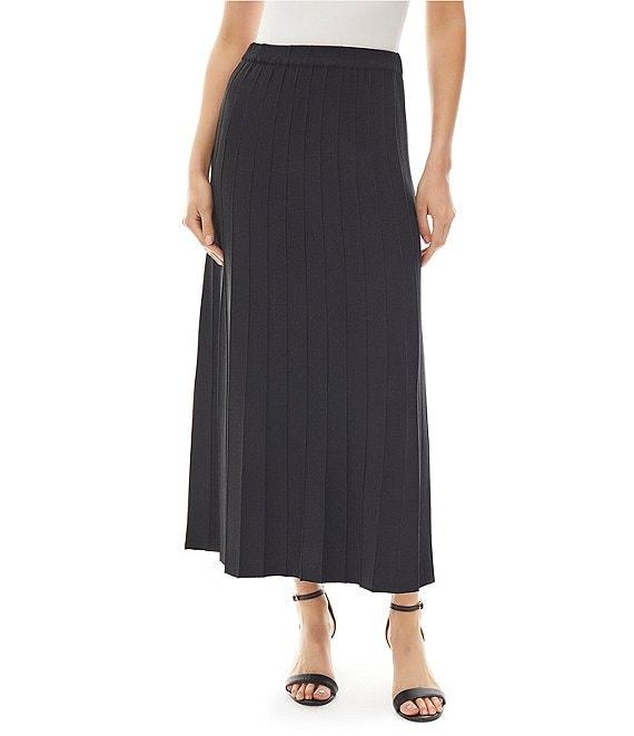 Ming Wang Soft Knit Pleated Pull-On Maxi Skirt Product Image