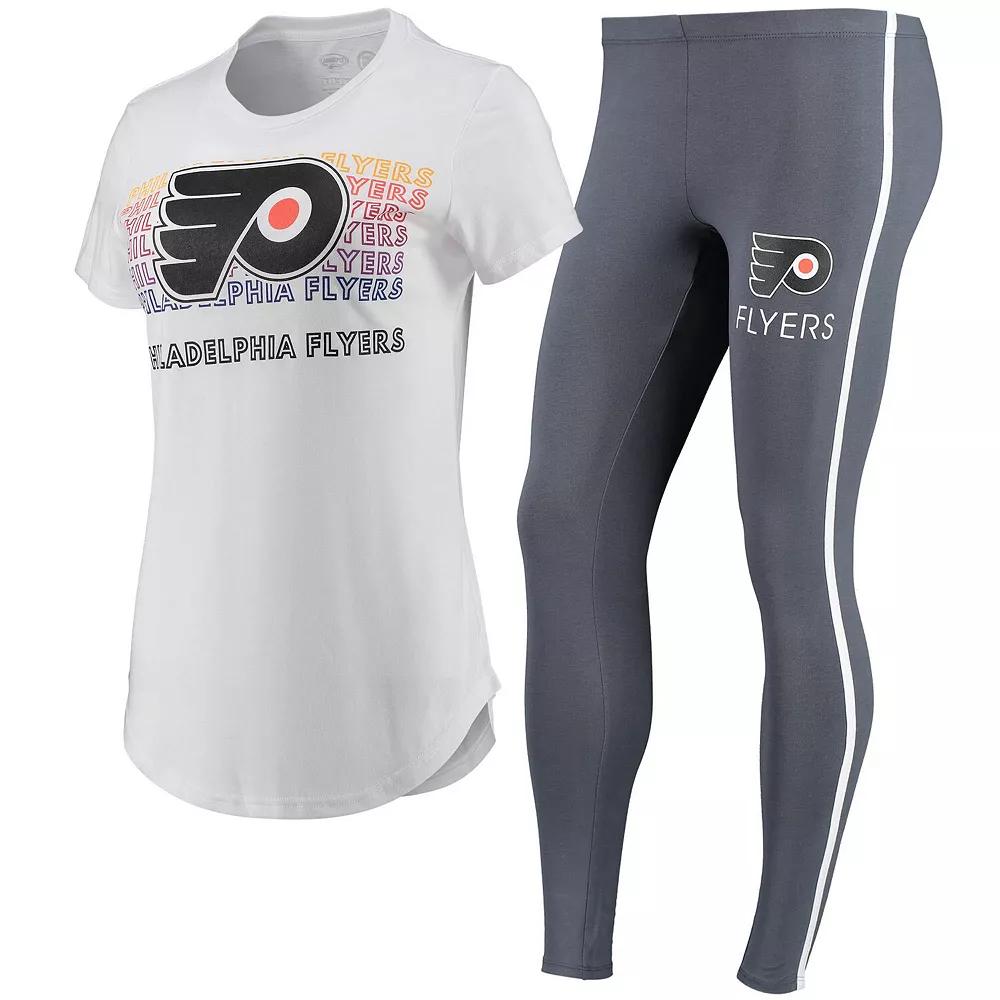Women's Concepts Sport White/Charcoal Philadelphia Flyers Sonata T-Shirt & Leggings Set,  Product Image