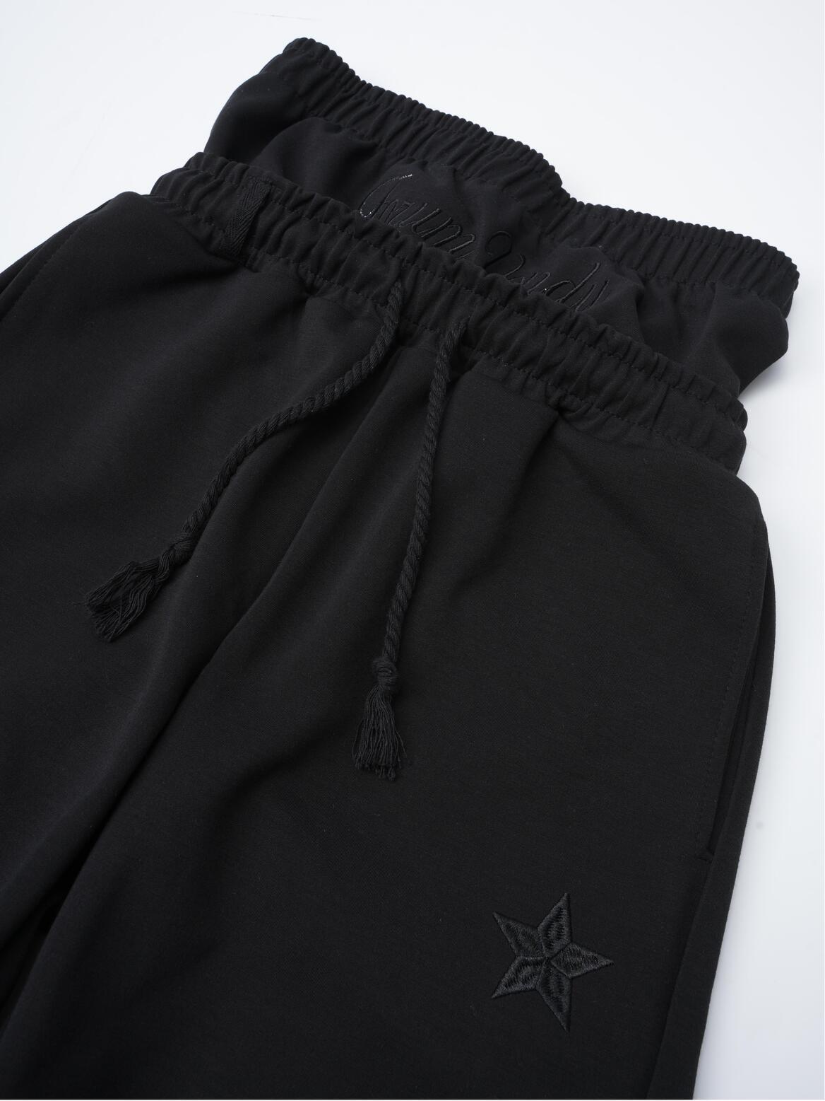 Hiphop Double Waistband Design With Star Embroidery Sweatpants Product Image