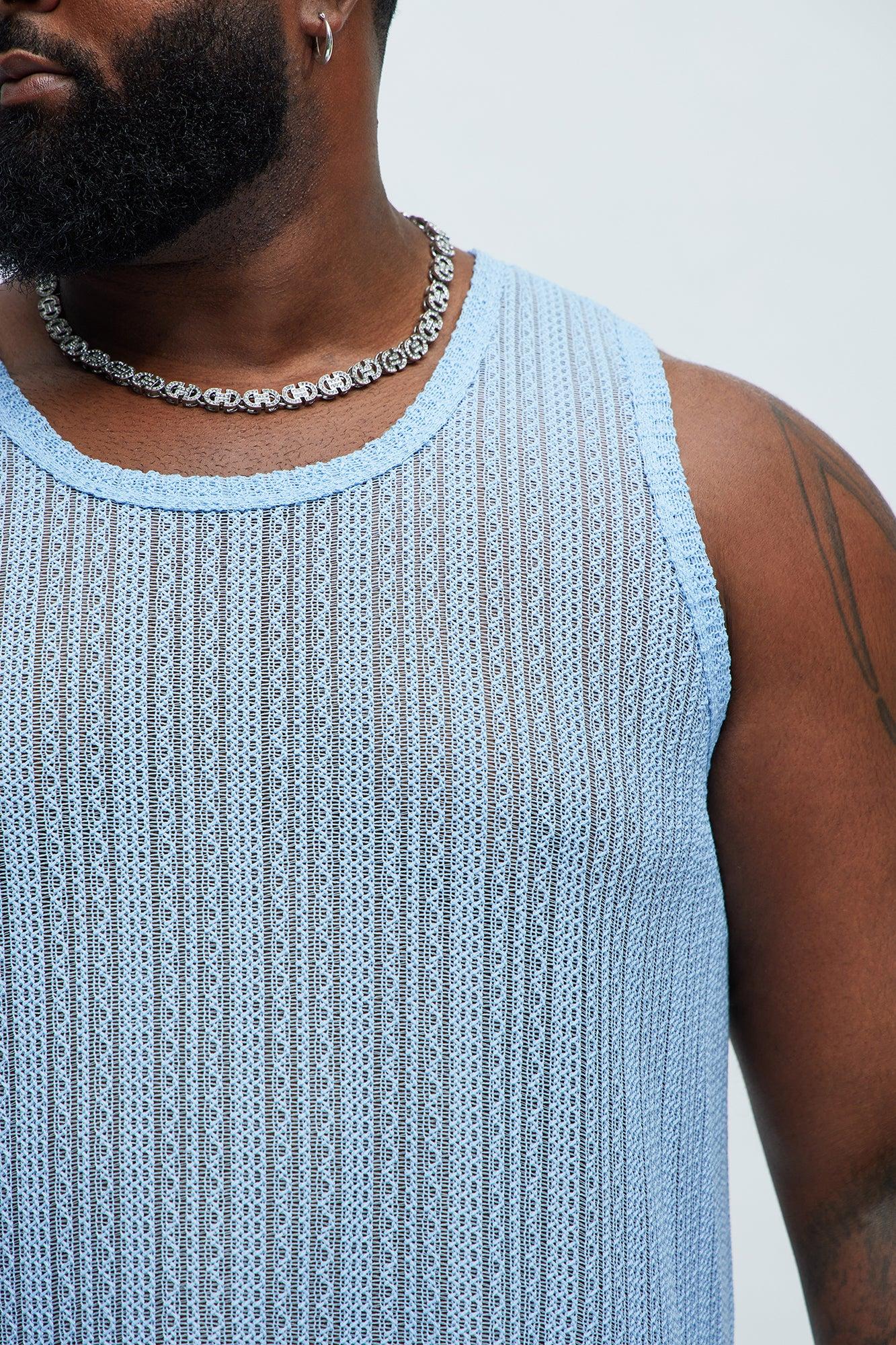 Brannen Textured Relaxed Tank - Light Blue Product Image