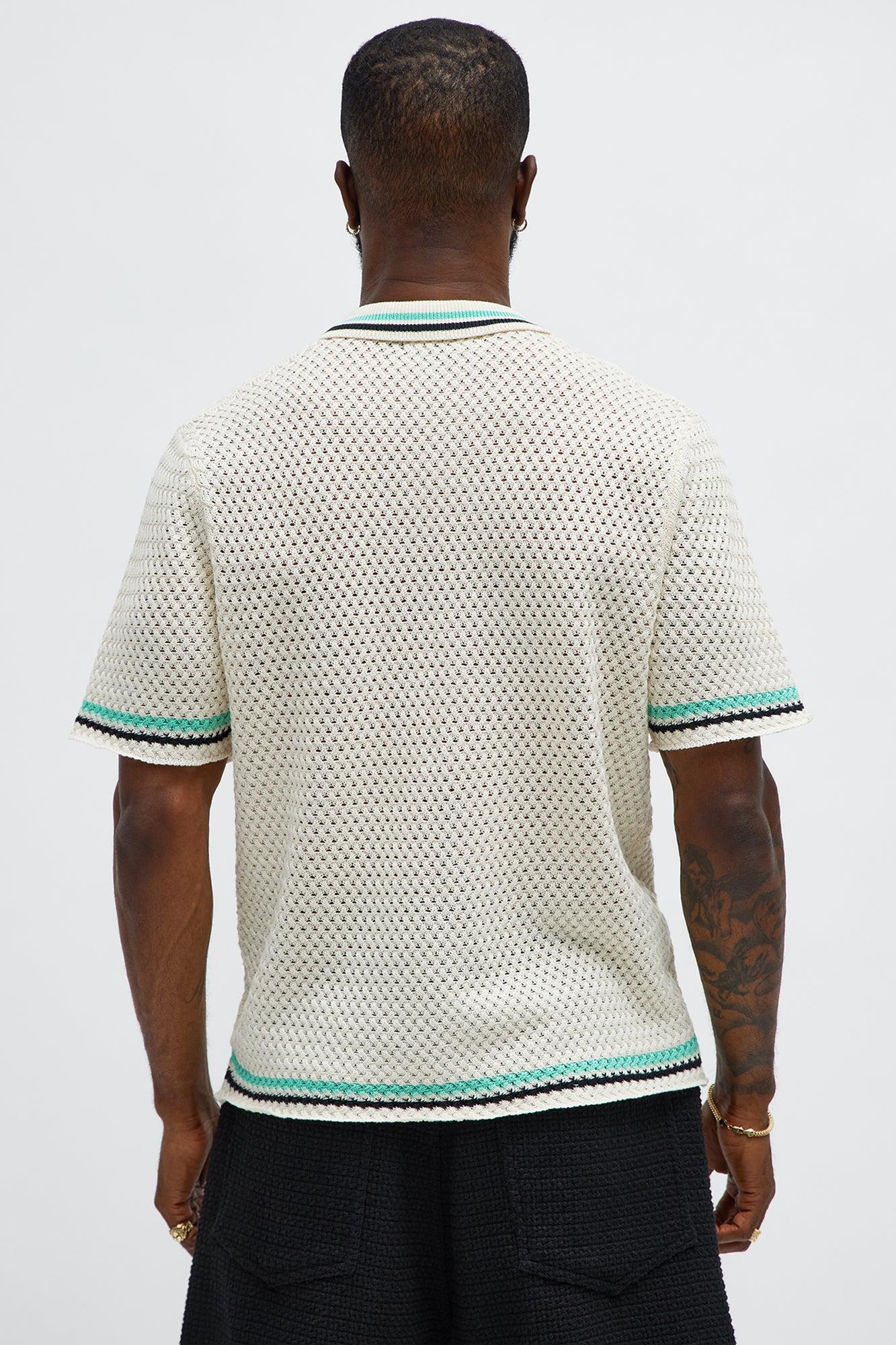 Vacay Crochet Button Up Shirt - Cream/combo Product Image