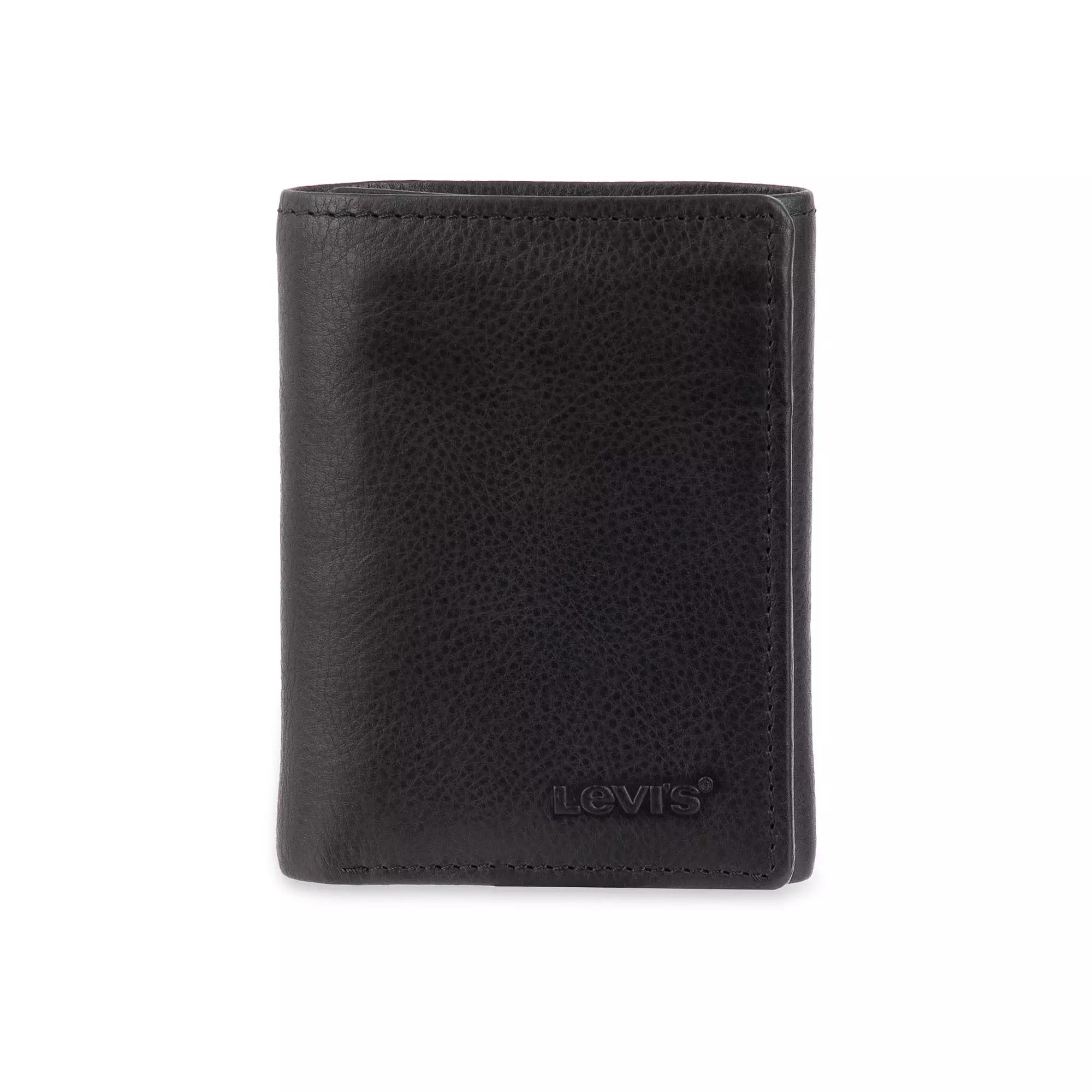 Men's Levi's RFID-Blocking Slim Trifold Wallet with Hidden Zipper Pocket, Black Product Image