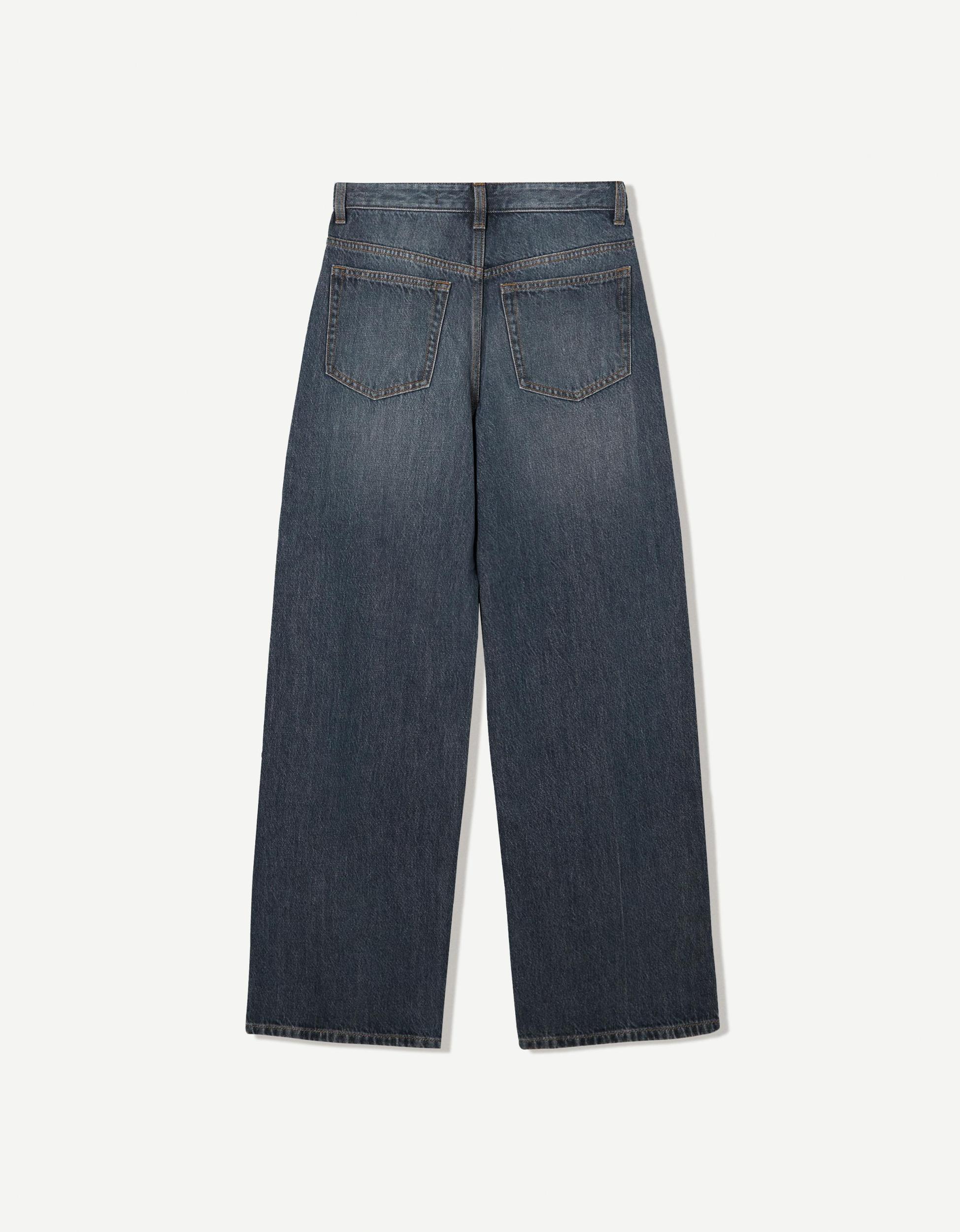 Wide leg jeans with crossover waistband Product Image