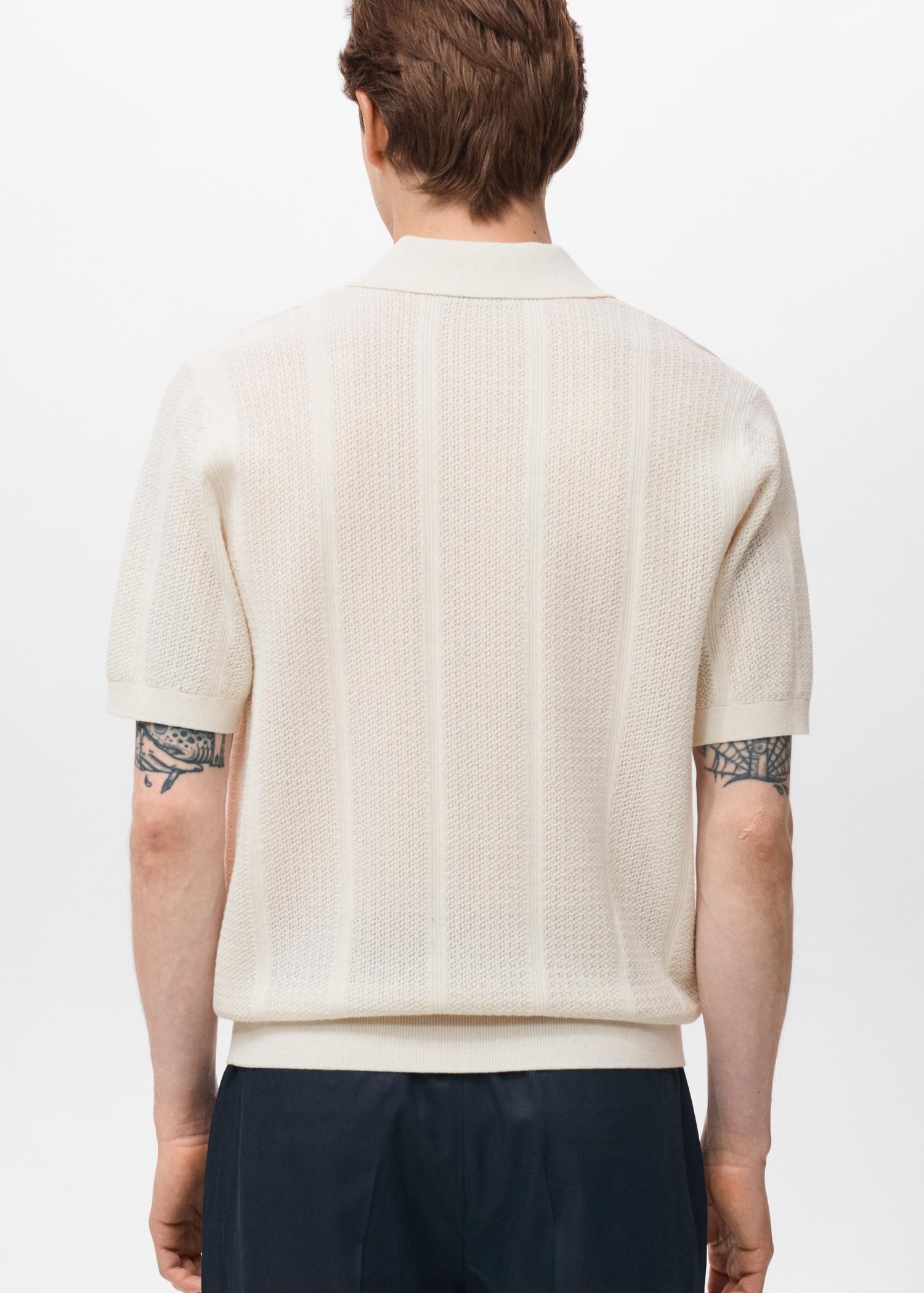 Openwork knitted cotton polo shirt - Men | MANGO USA Product Image