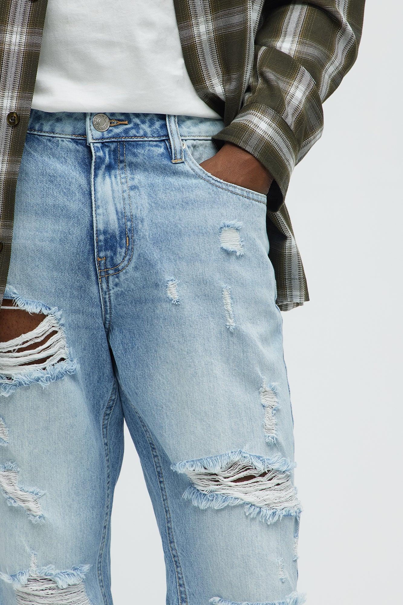 Might Go Ripped Stacked Slim Flare Jeans - Light Wash Product Image