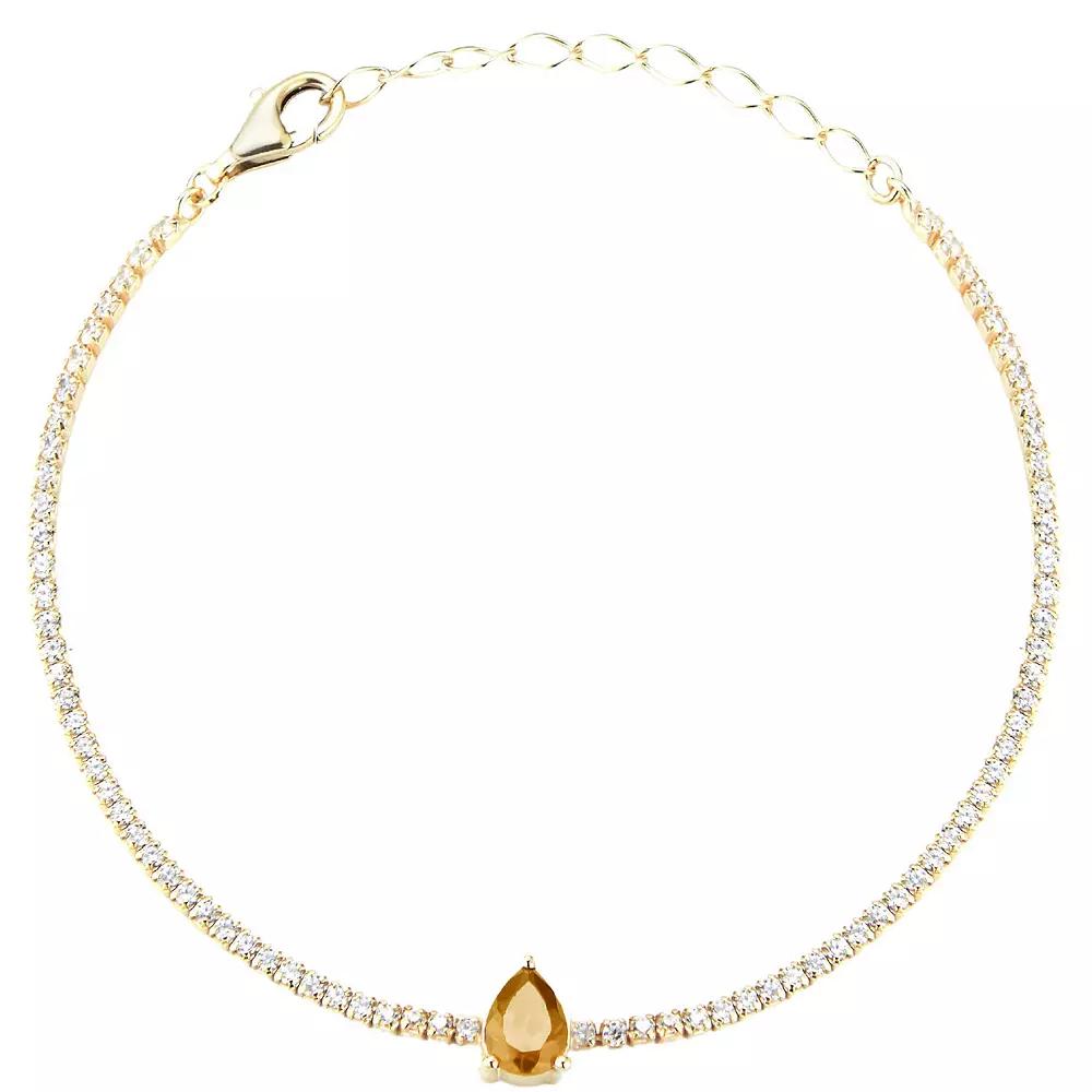 Sunkissed Sterling 14k Gold Over Silver Cubic Zirconia Tennis Bracelet, Women's, Size: 7", Gold Tone Yellow Product Image