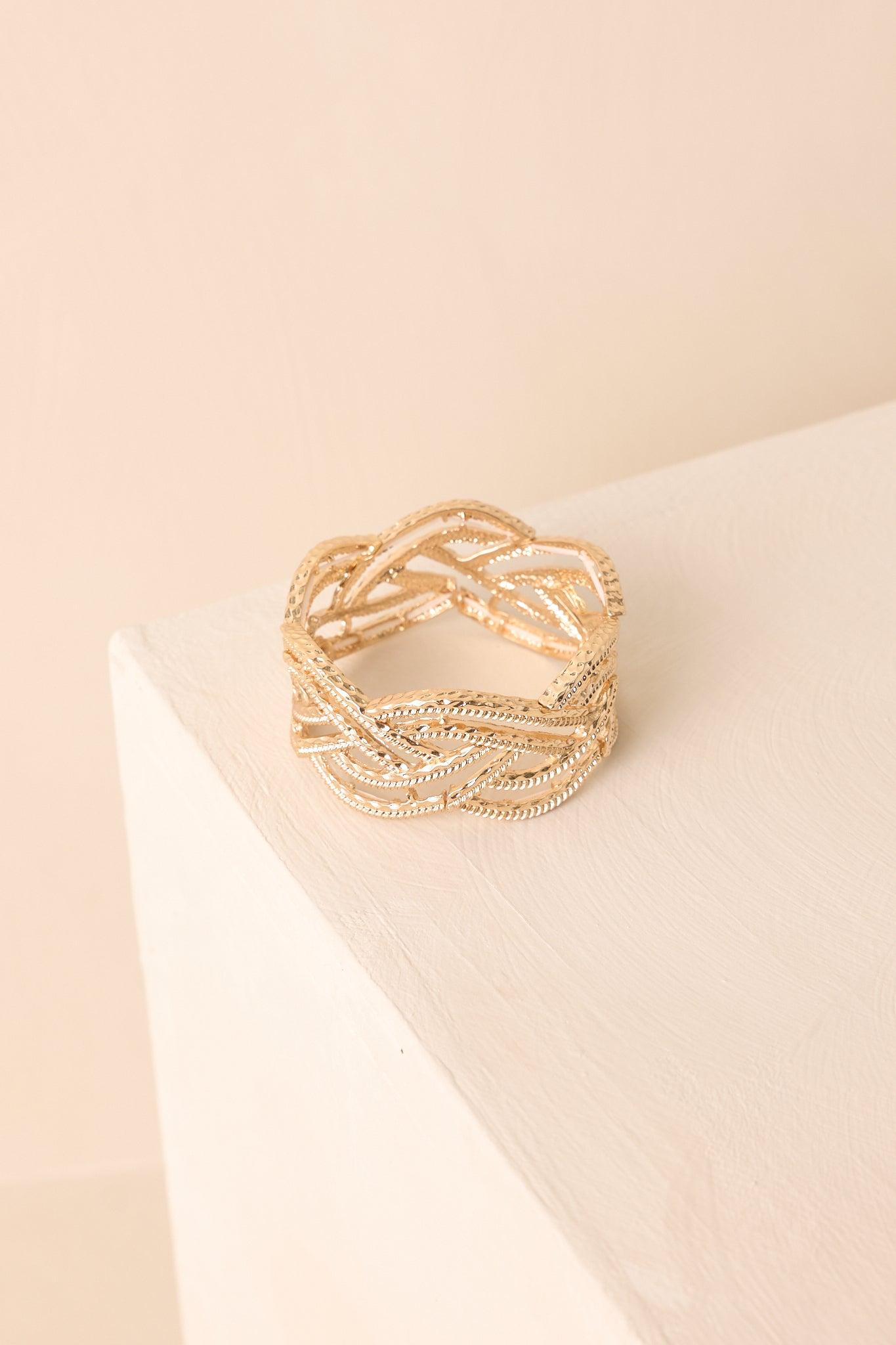 Feeling Just Right Gold Textured Braided Bracelet Product Image
