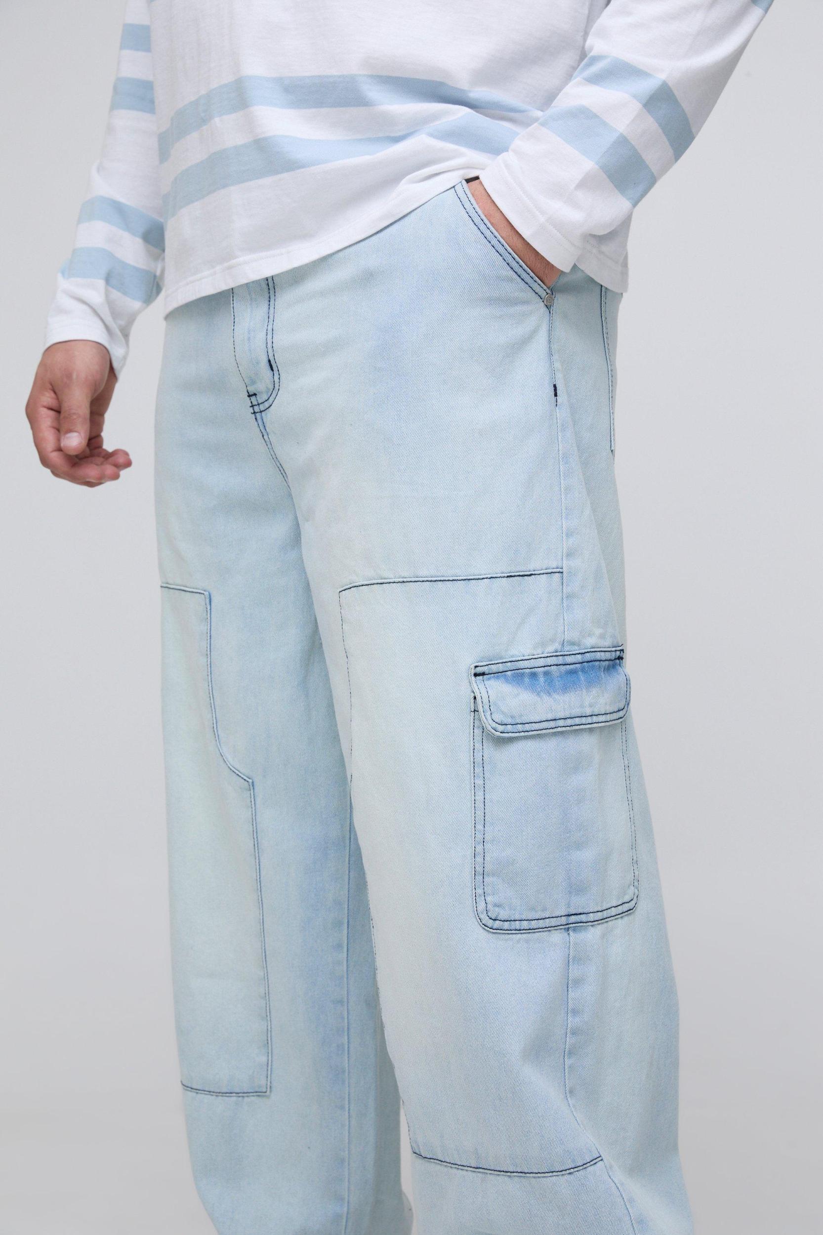 Plus Carpenter Cargo Relaxed Fit Jeans | boohooMAN USA Product Image