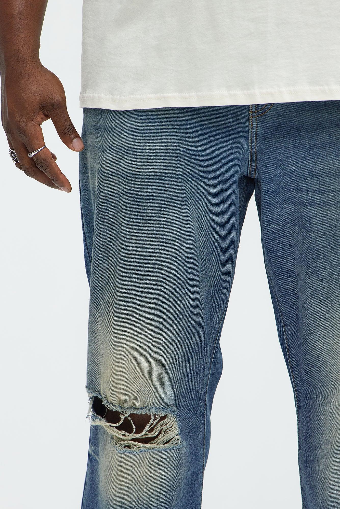 Rocky Distressed Straight Jeans - Vintage Blue Wash Product Image