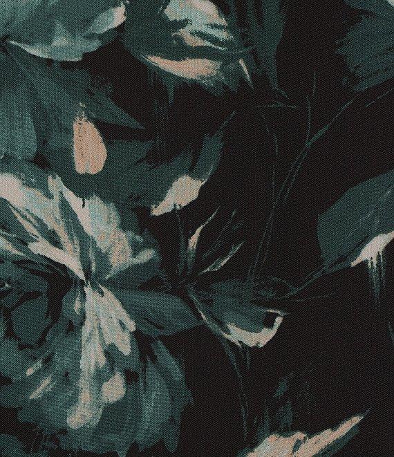 Kasper Floral Double Layer Long Puff Sleeve V-Neck Blouse Product Image