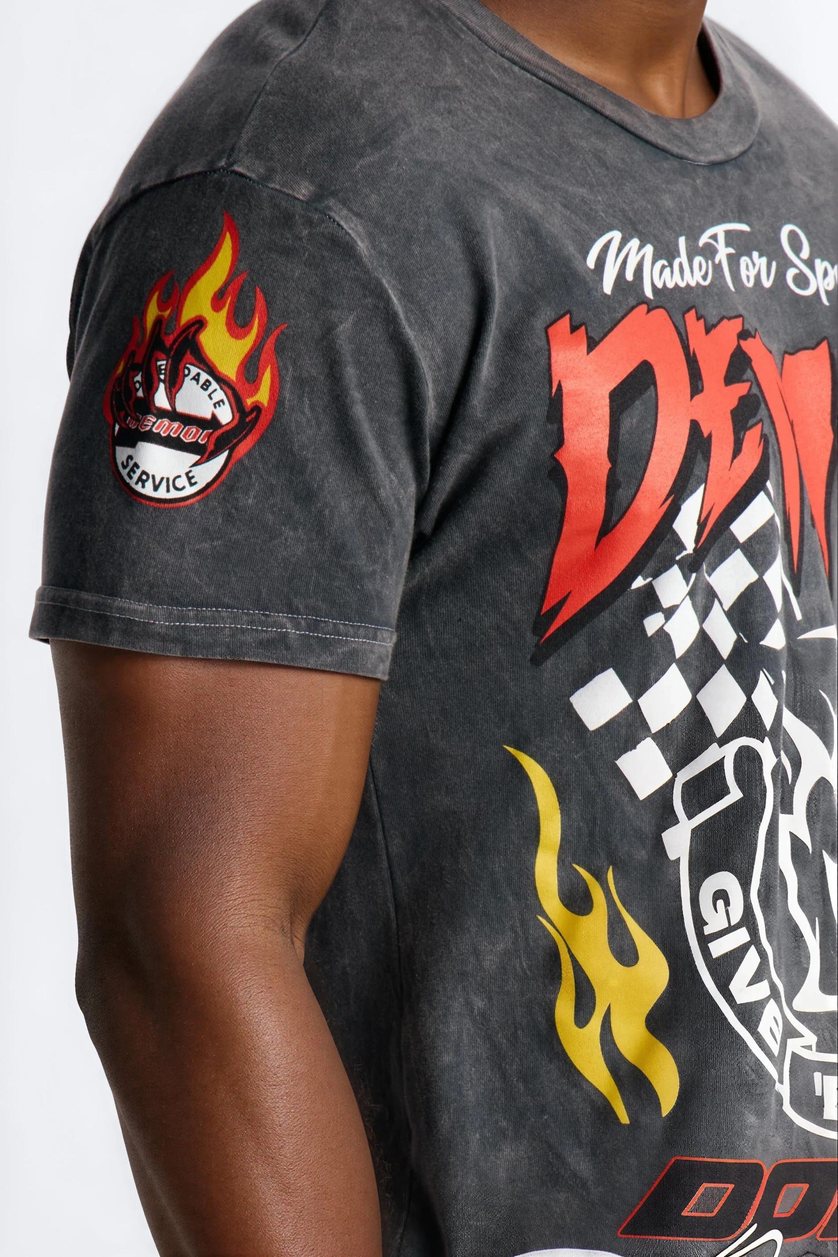 Dodge Demon Vintage Short Sleeve Tee - Black Wash Male Product Image