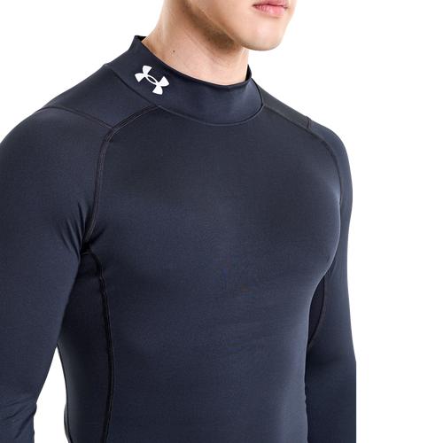 Under Armour Mens Under Armour HG Armour Comp Mock Long Sleeve - Mens White/Black Product Image