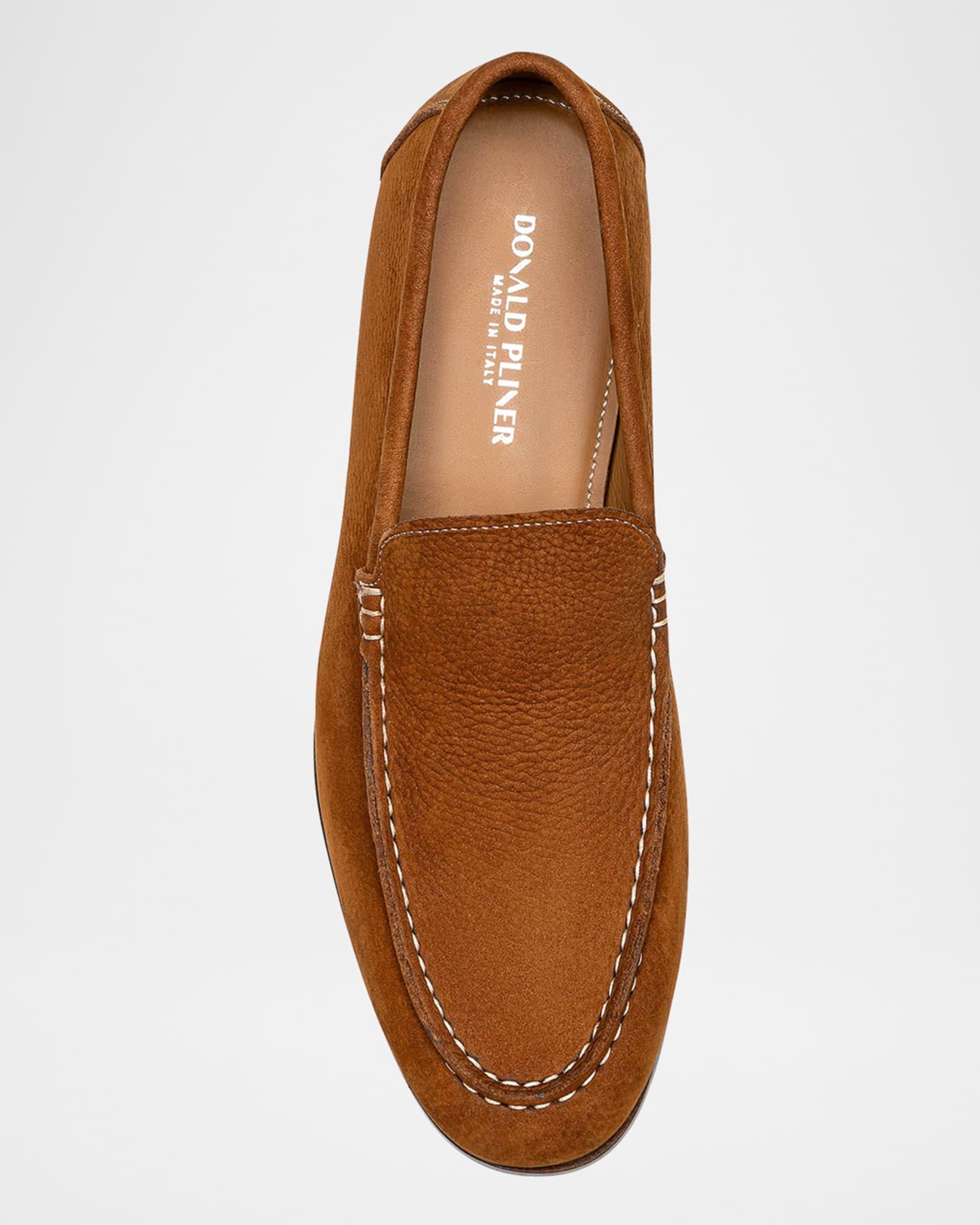 Men's Nubuck Leather Moc-Toe Loafers Product Image