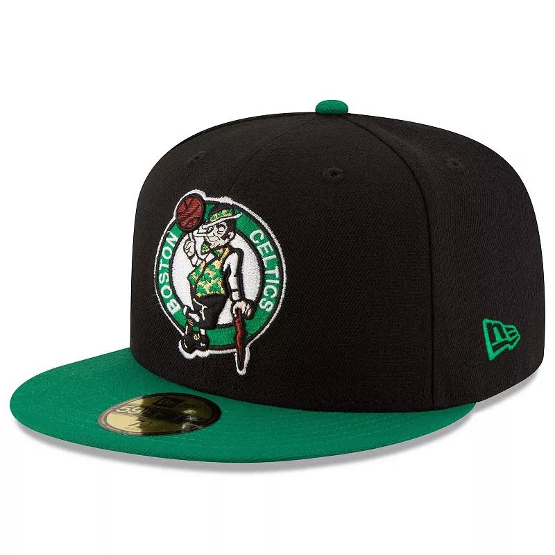 Men's New Era Black/Green Boston Celtics Official Team Color 2Tone 59FIFTY Fitted Hat,  Product Image