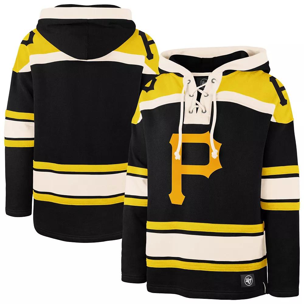 Men's '47 Black Pittsburgh Pirates Superior Lacer Pullover Hoodie, Size: XL Product Image