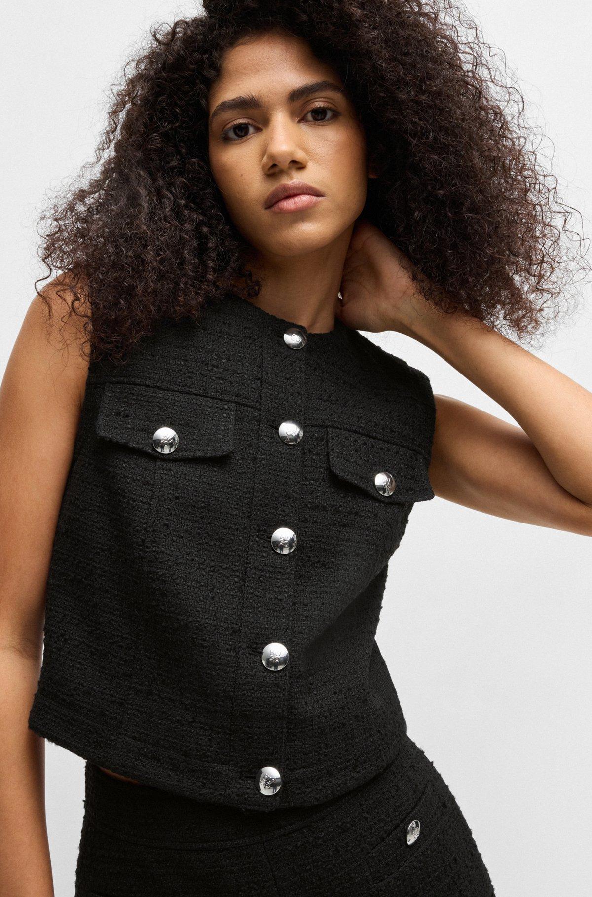 Regular-fit waistcoat in bouclé fabric Product Image