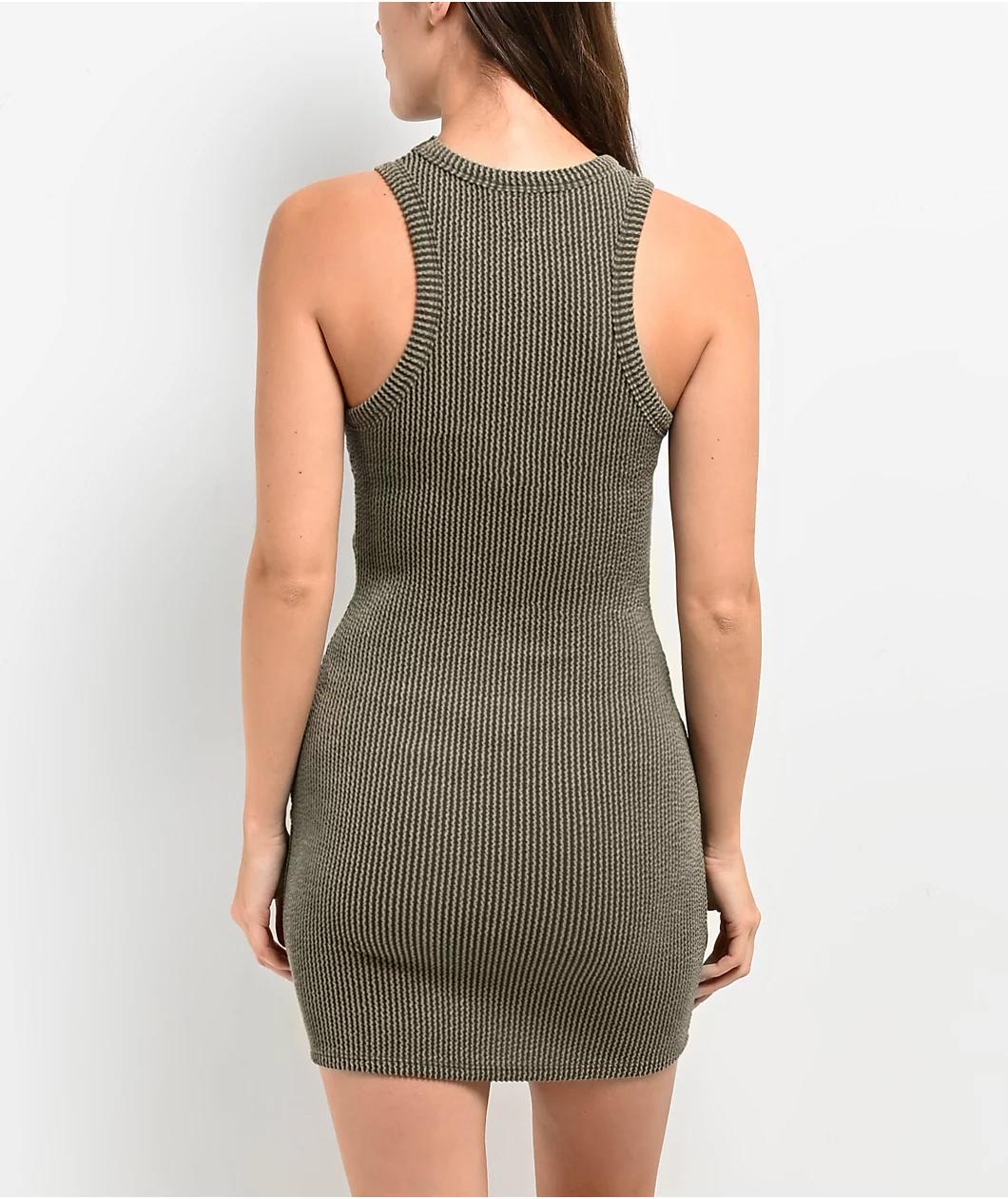 Spicychix Olive Ribbed Bodycon Dress Product Image