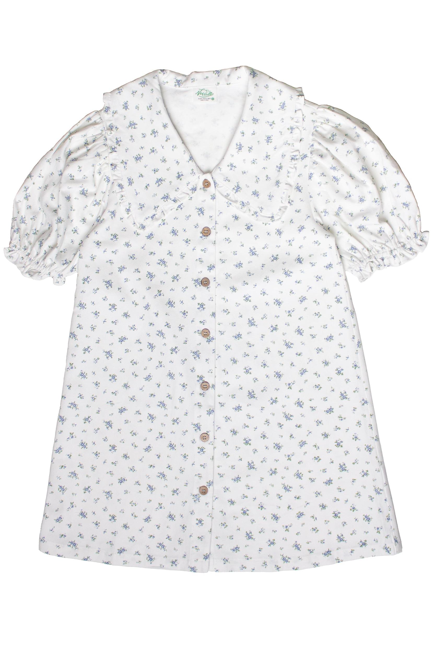 Floral Peter Pan Collar Denim Dress Product Image