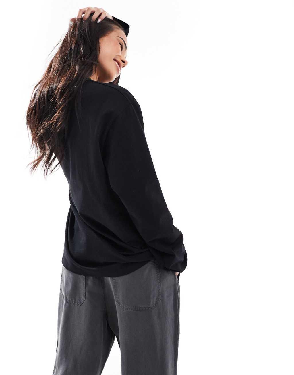 ASOS DESIGN long sleeve skate top with world sports car graphic in black Product Image