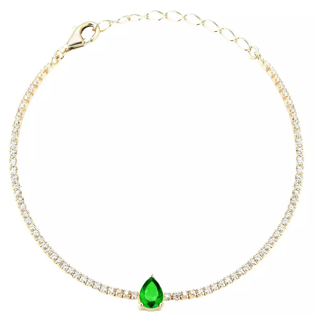 Sunkissed Sterling 14k Gold Over Silver Cubic Zirconia Tennis Bracelet, Women's, Size: 7", Gold Tone Yellow Product Image