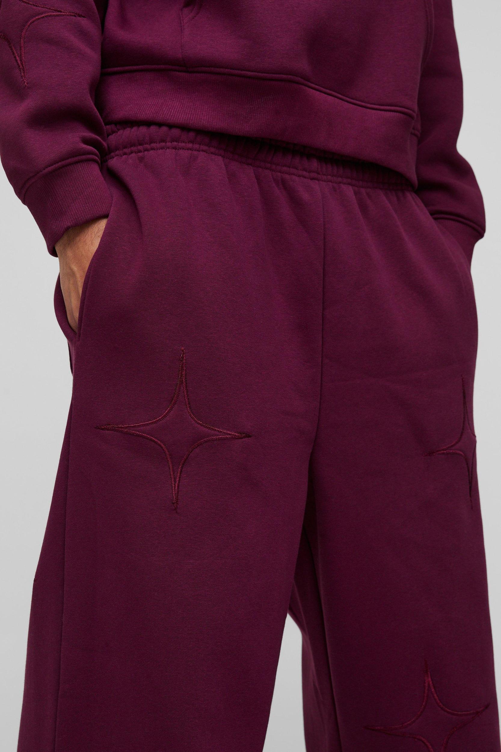 Extreme Wide Leg Star Applique Split Hem Sweatpants | boohooMAN USA Product Image