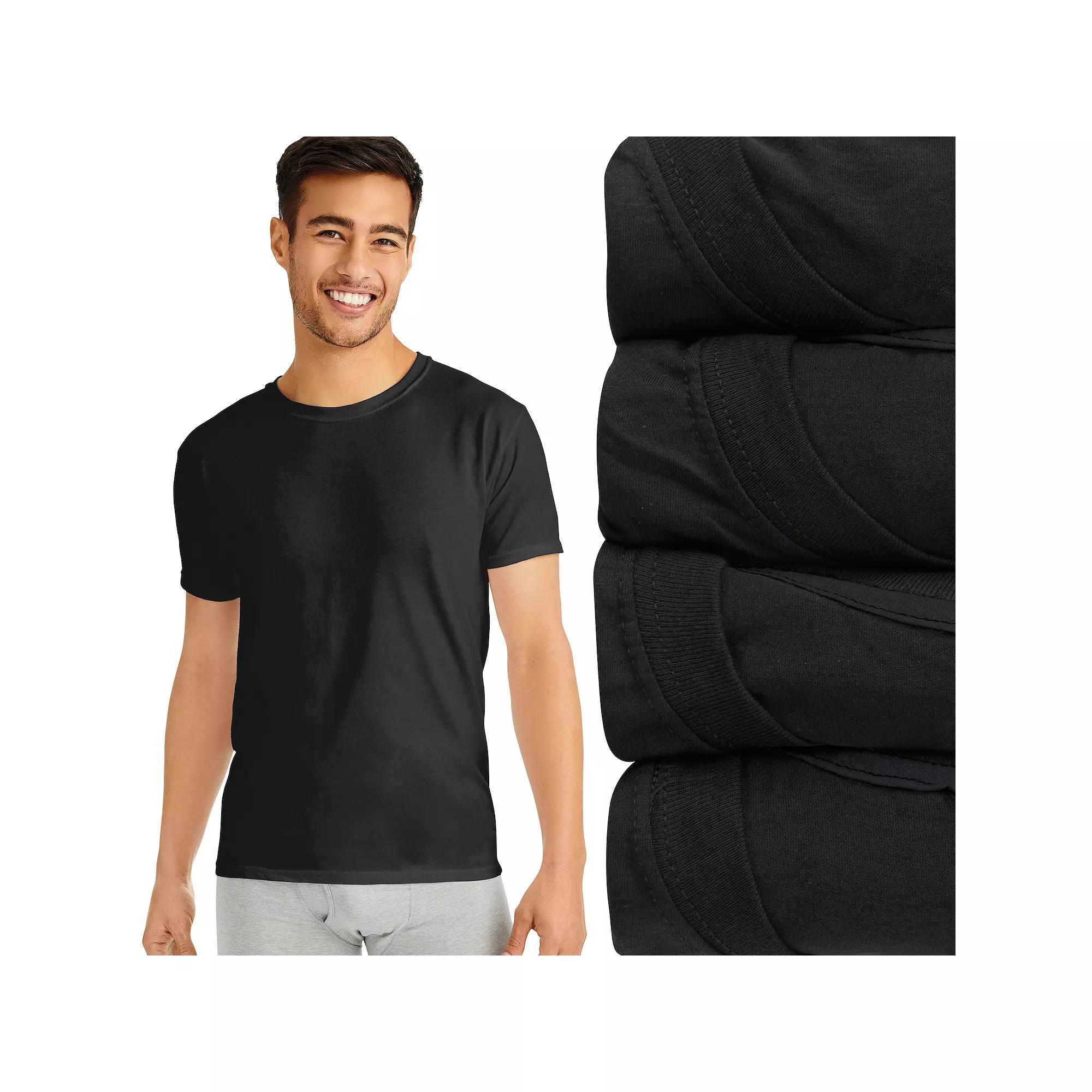Hanes Ultimate 4-Pack Mens Slim-Fit Crewneck Undershirt Product Image