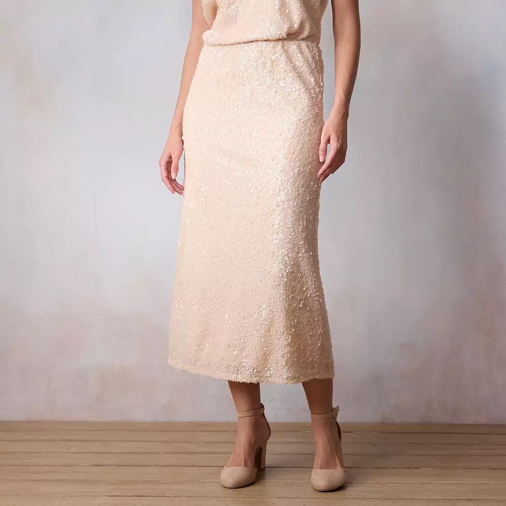 Women's LC Lauren Conrad Sequin Midi Slip Skirt, Size: Small, Parker Pink Product Image