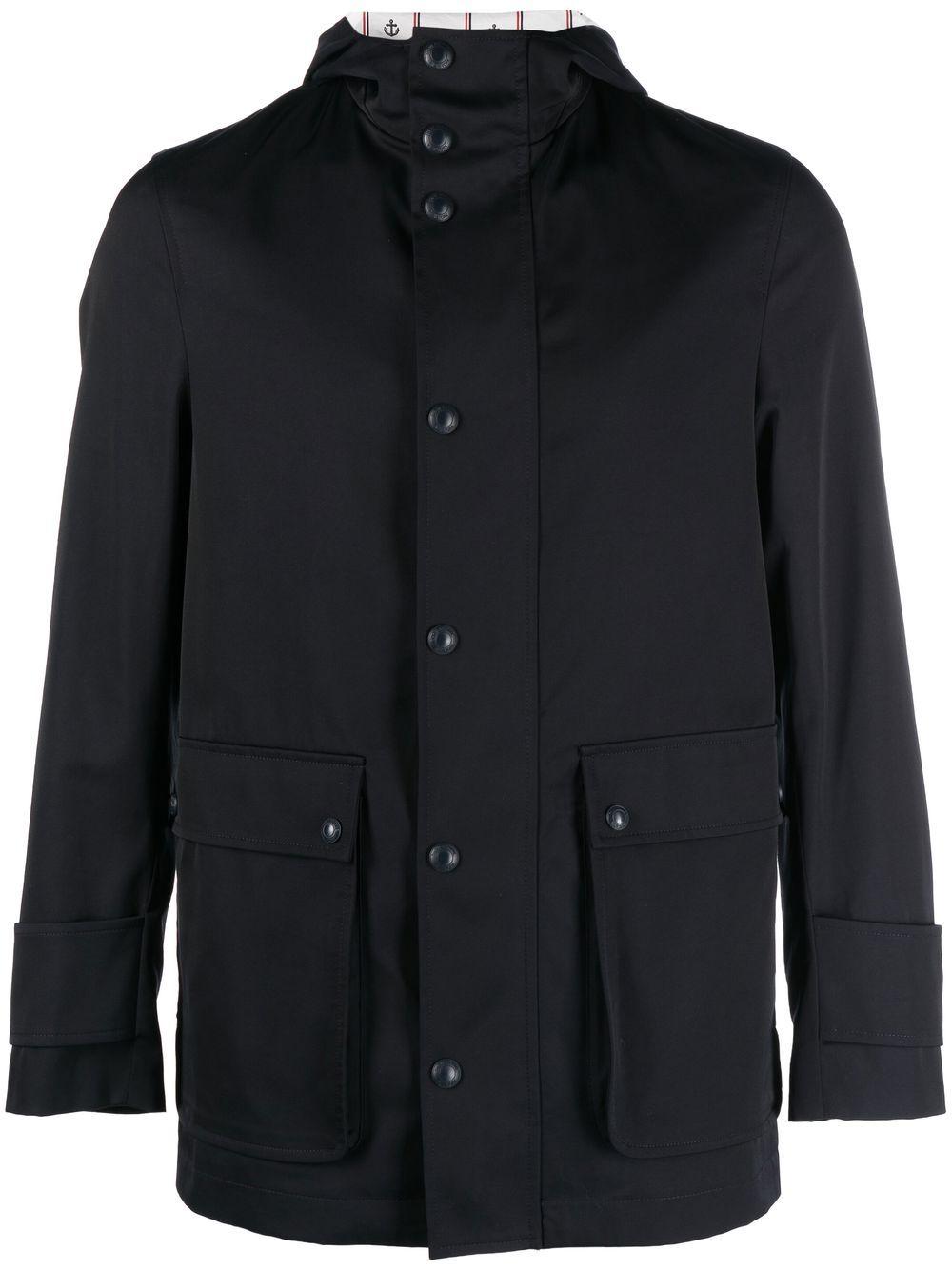 THOM BROWNE Nylon Parka. In Blue Product Image