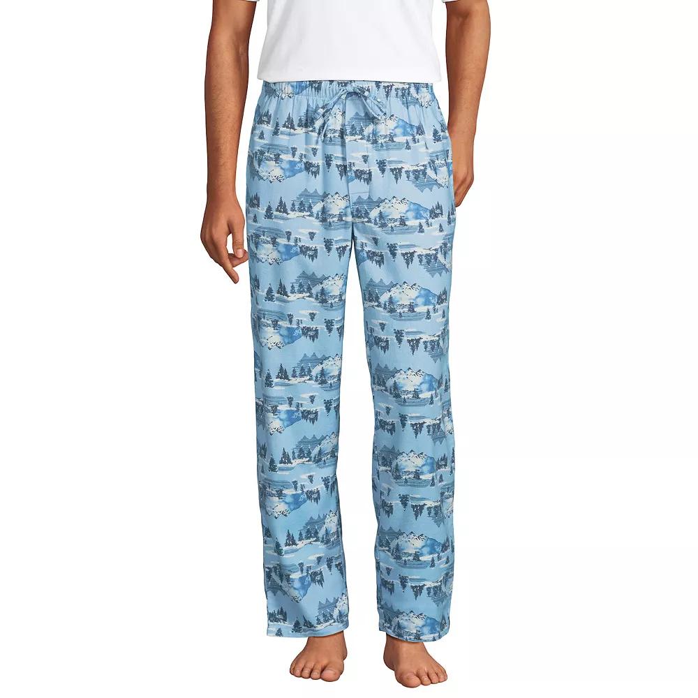 Men's Lands' End Flannel Pajama Sleep Pants, Size: XL, Blue Winter Scenic Product Image