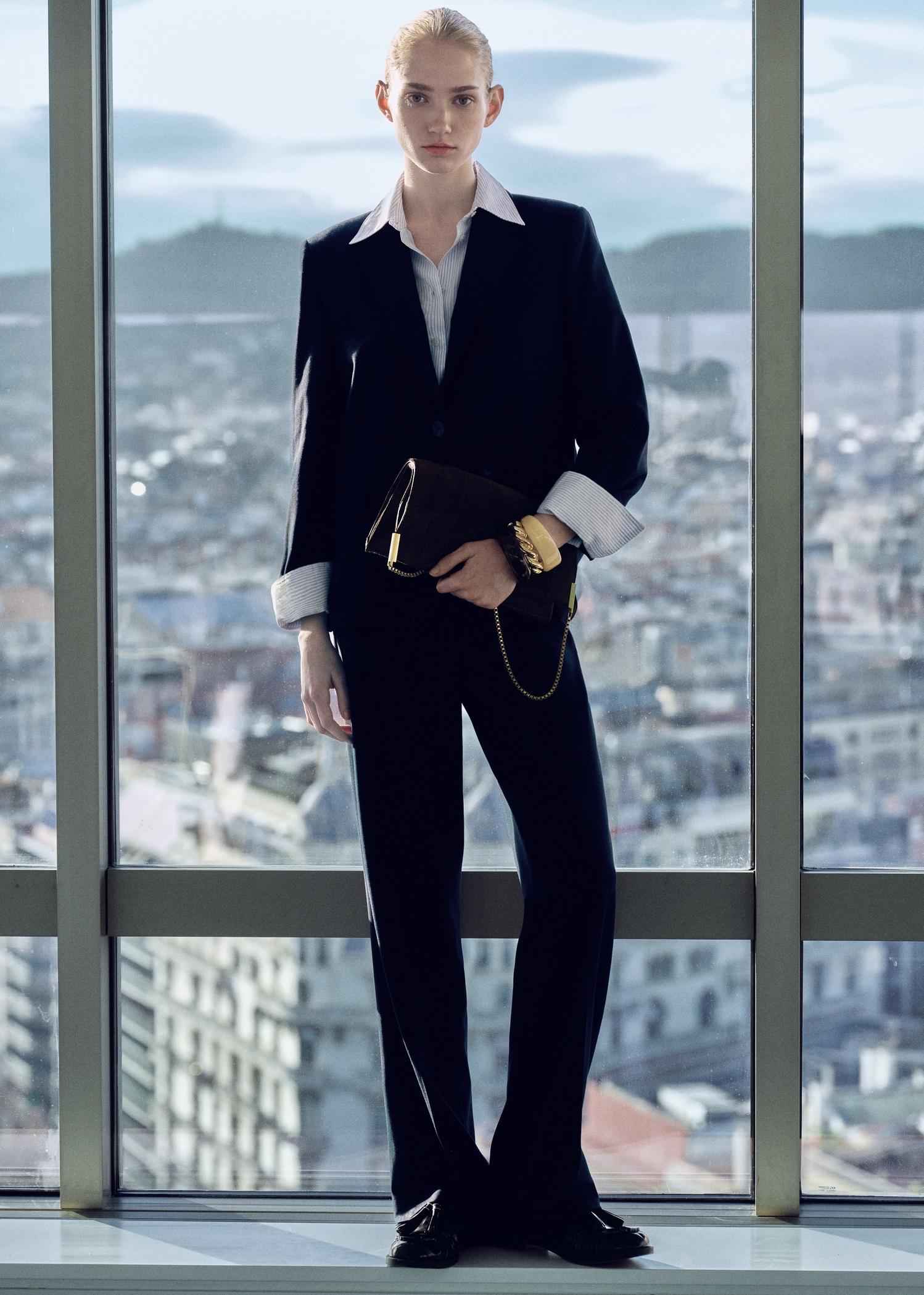 Pinstripe suit trousers - Women | MANGO USA Product Image