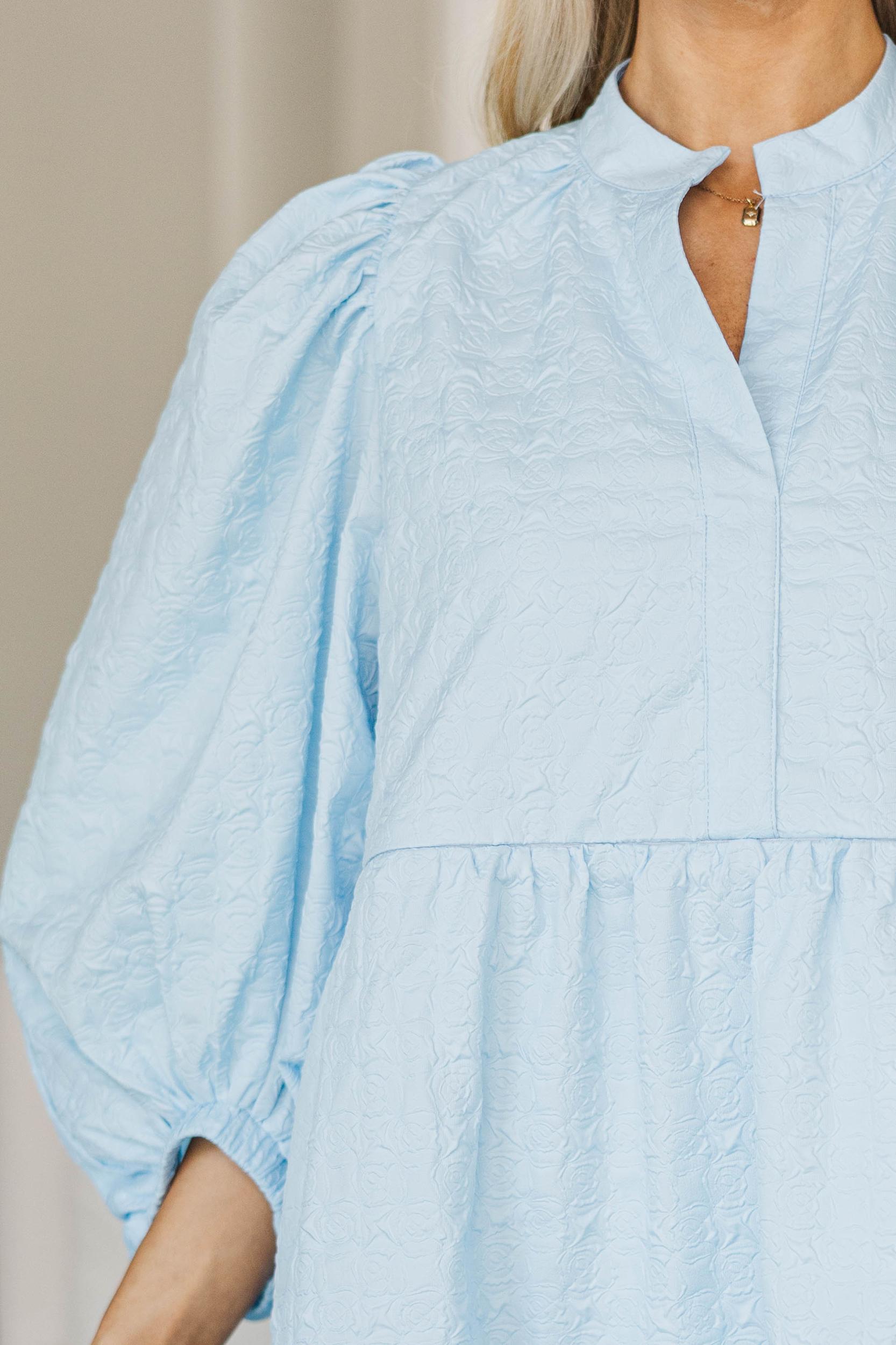 NURSING COLLECTION: Daydream Darling Light Blue Textured Dress Female Product Image