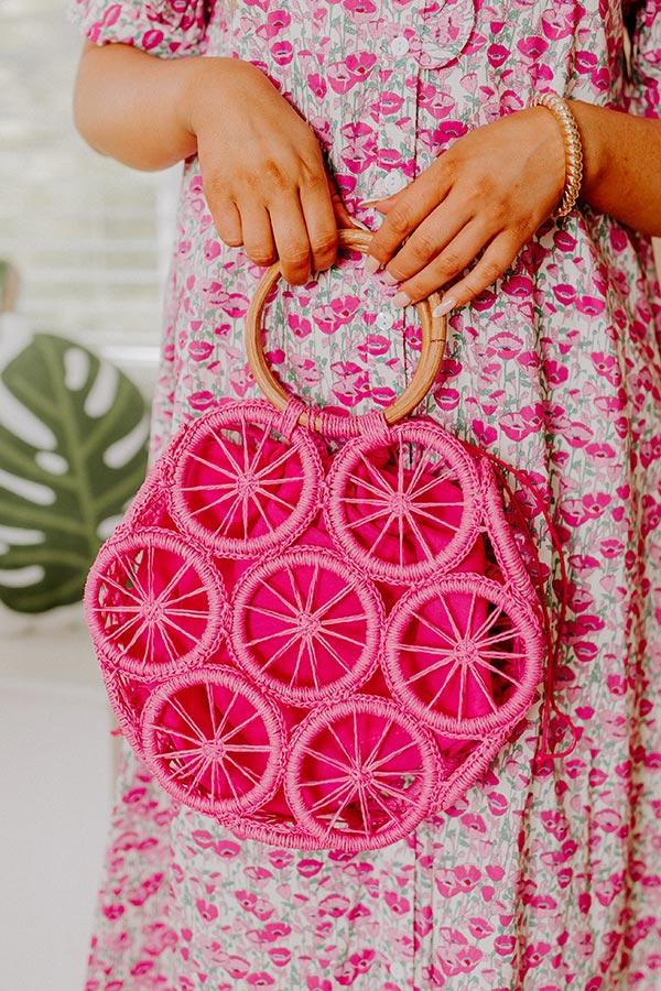 Coastal Charm Woven Tote in Pink Product Image