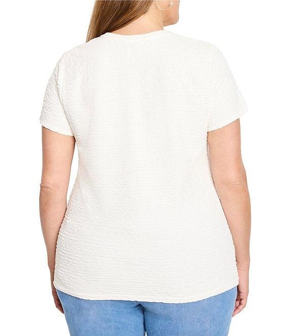 NIC + ZOE Plus Textured Bubble Knit Crew Neck Short Sleeve Tee Product Image
