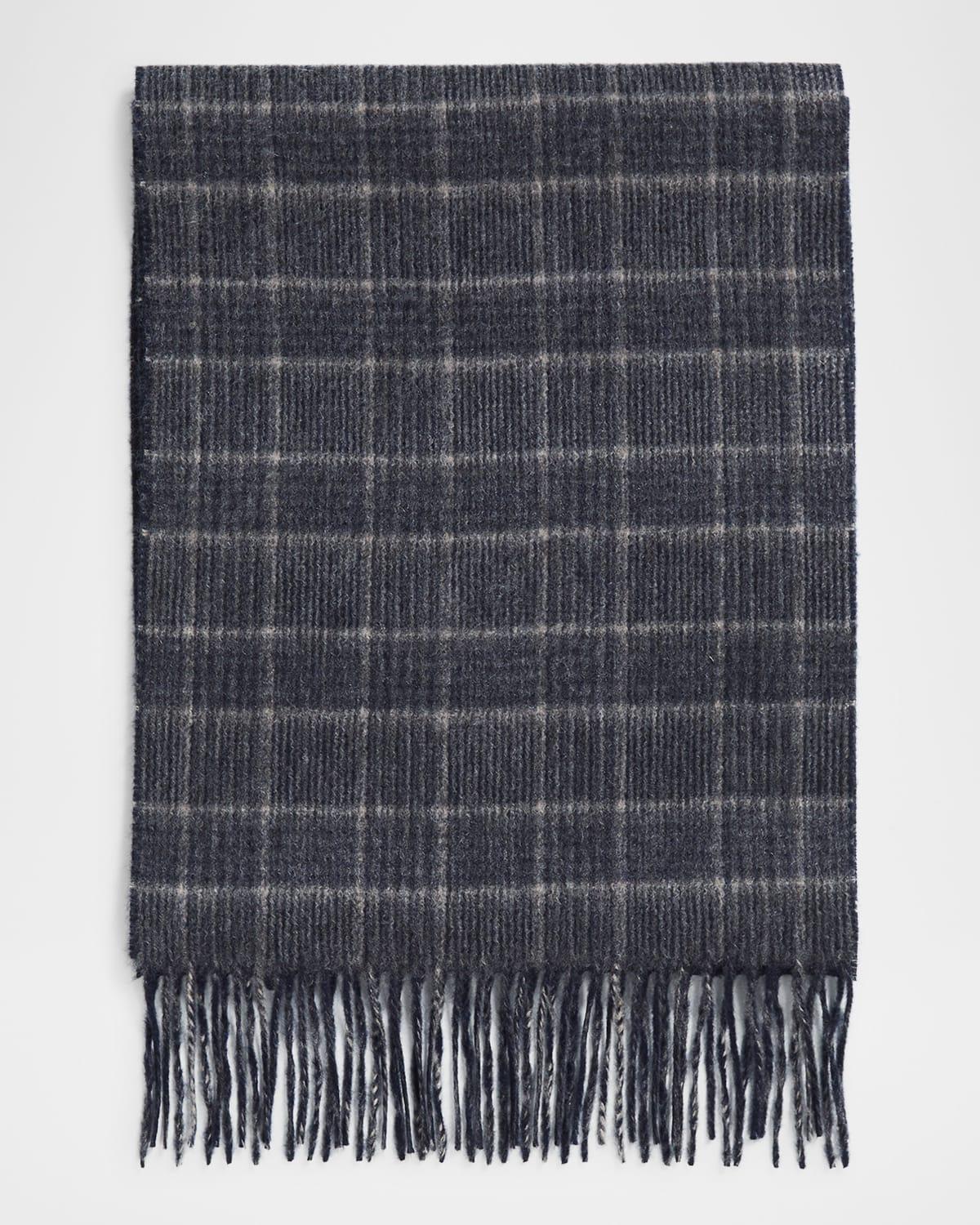 Mens Double-Face Cashmere Plaid Scarf Product Image