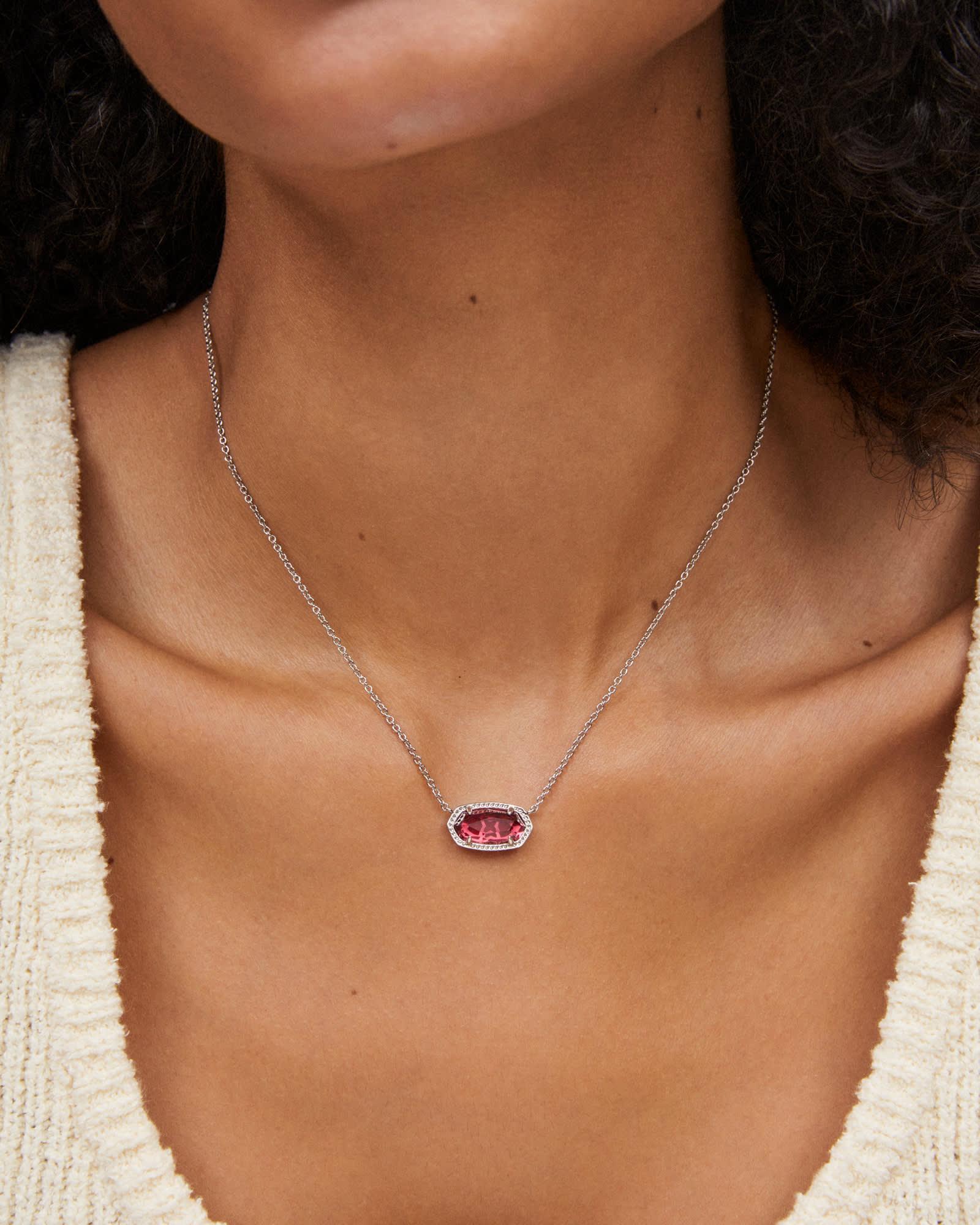 Elisa Silver Pendant Necklace in Berry Glass Product Image
