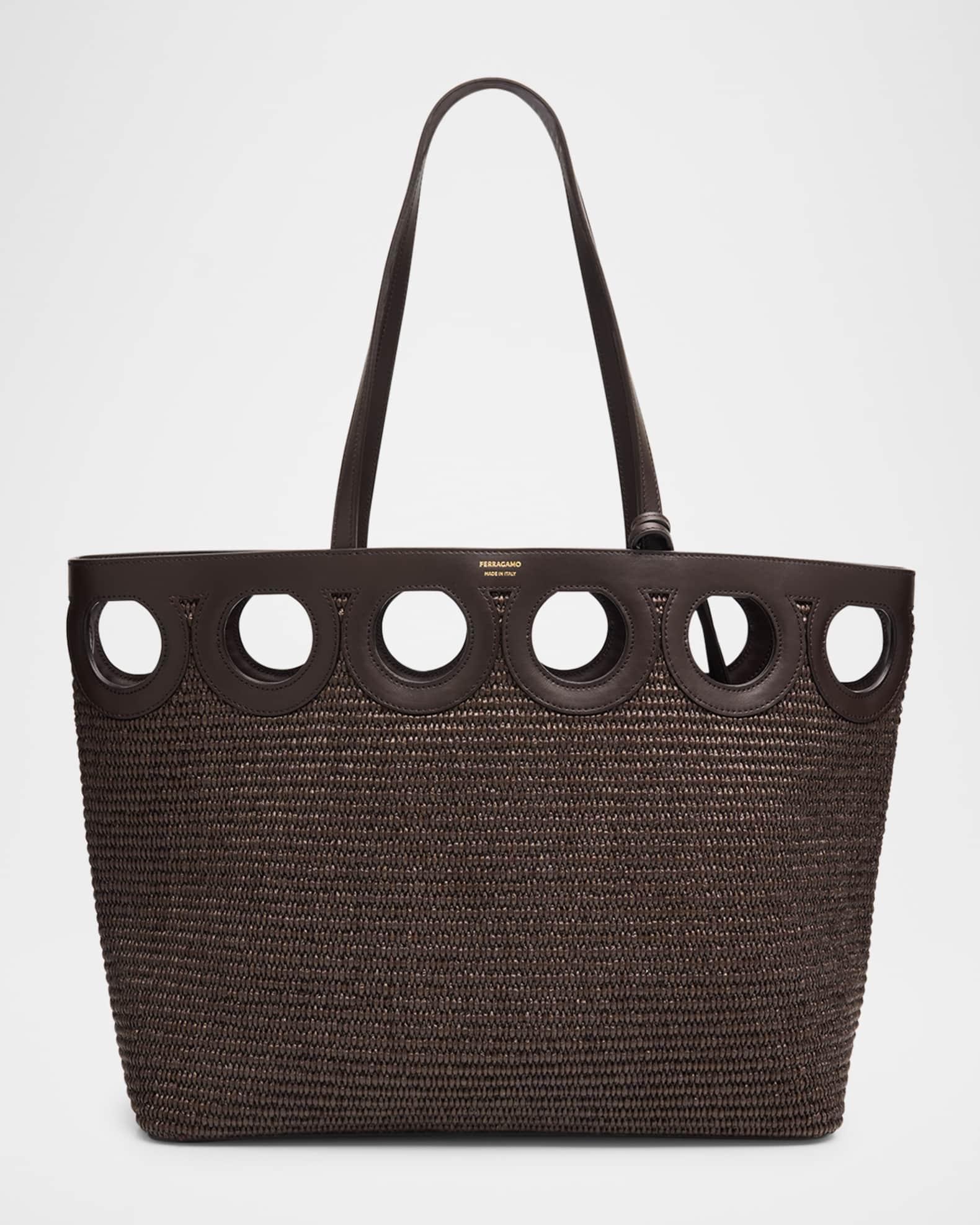 Gancio Cutout Raffia Tote Bag Product Image