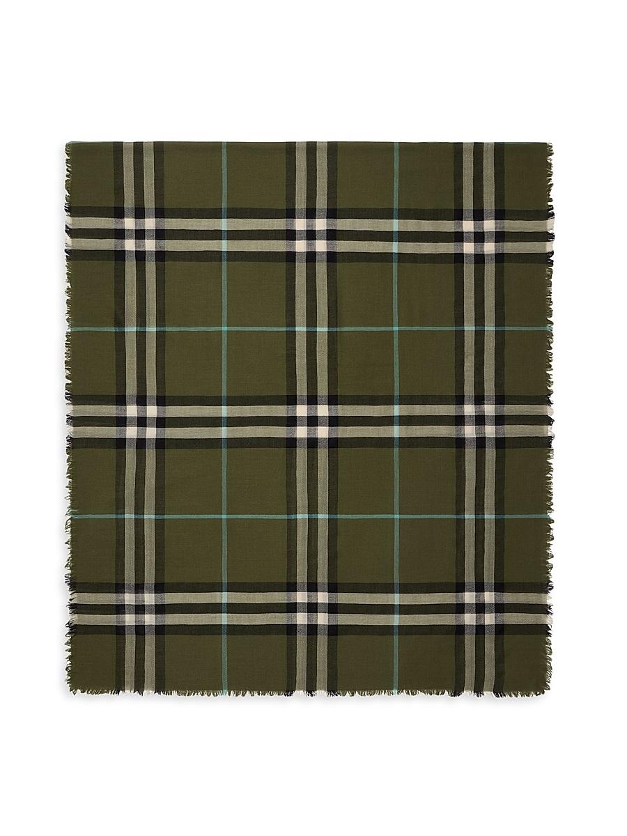 Womens Check Wool Scarf Product Image