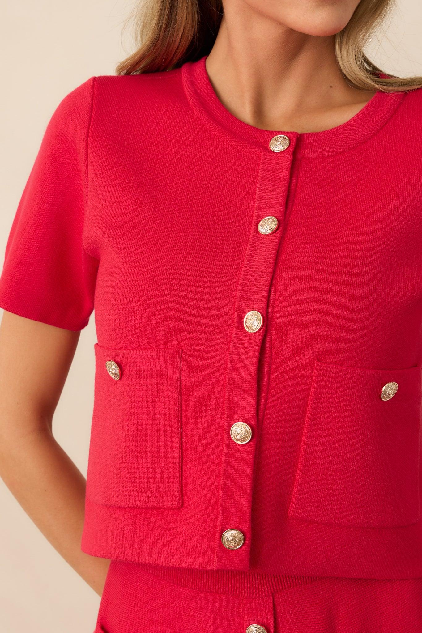 The Picture Of Perfection Red Short Sleeve Cardigan Product Image