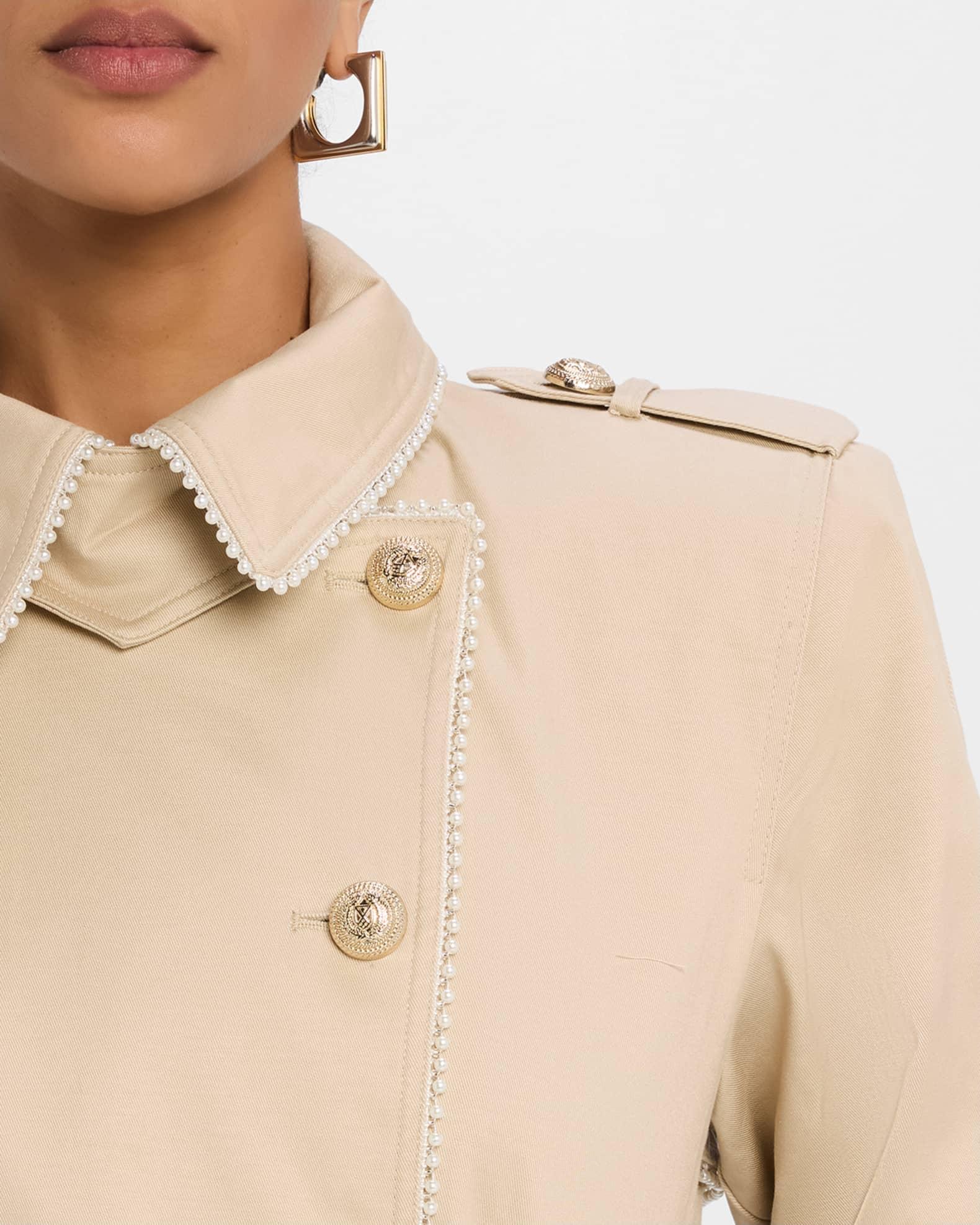 Vanna Pearl-Trim Trench Coat Product Image