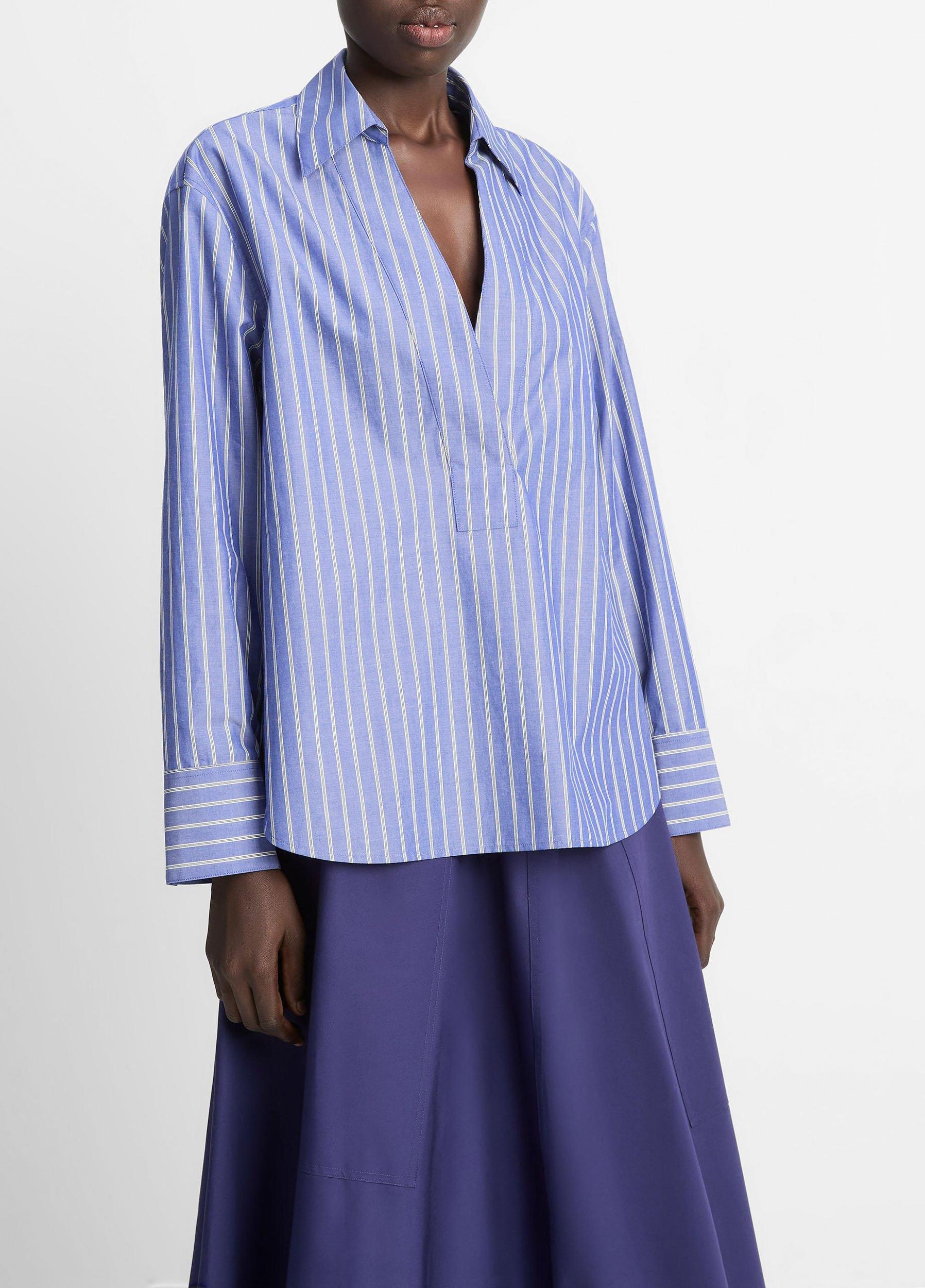 Striped Cotton Relaxed Popover Shirt Product Image