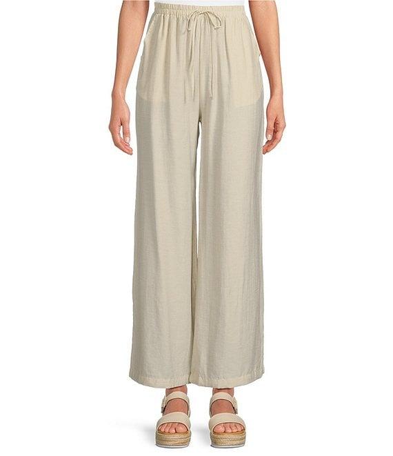 Blu Pepper Tie Cinch Elastic Waist Flat Front Full Length Pull-On Pants Product Image