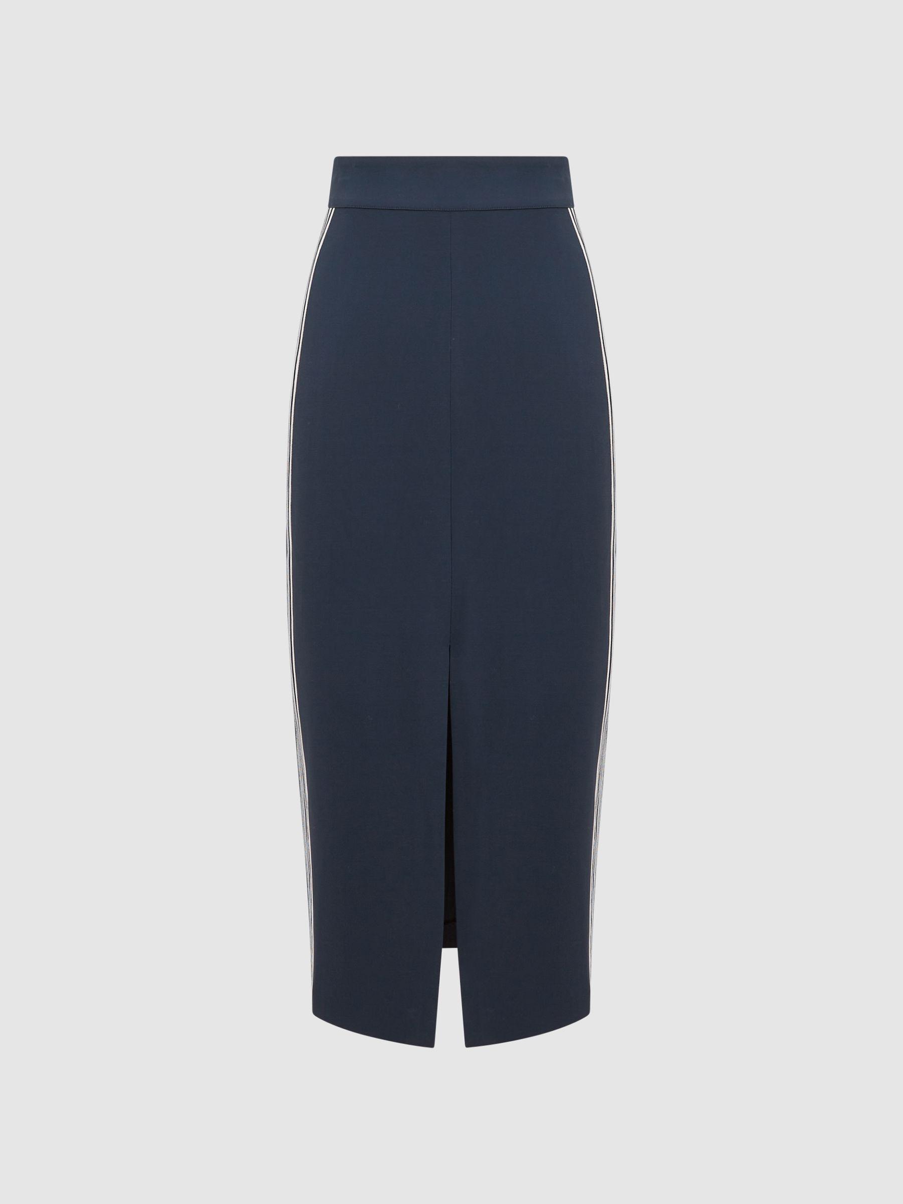 High Rise Midi Pencil Skirt in Navy Product Image