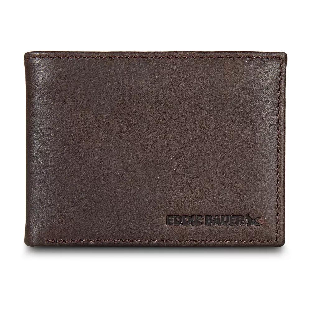 Men's Eddie Bauer Logo Leather Flip ID Bifold Wallet Product Image