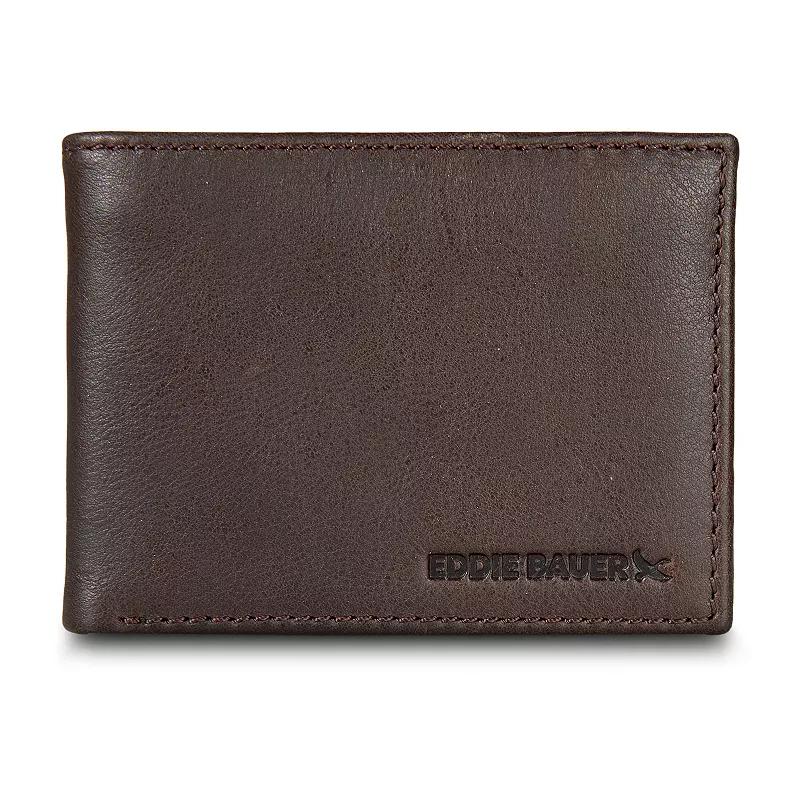 Men's Eddie Bauer Logo Leather Flip ID Bifold Wallet Product Image