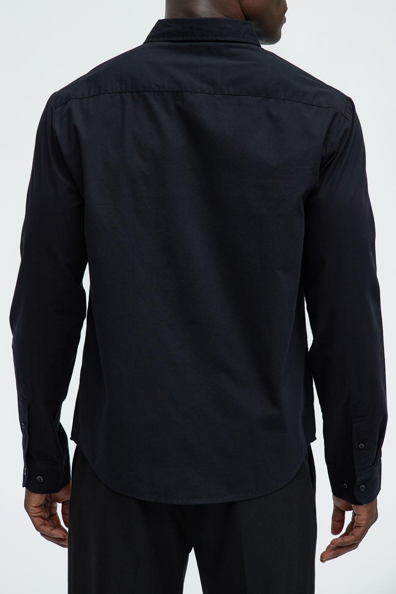 Ryland Cotton Long Sleeve Button Up Shirt - Black Product Image