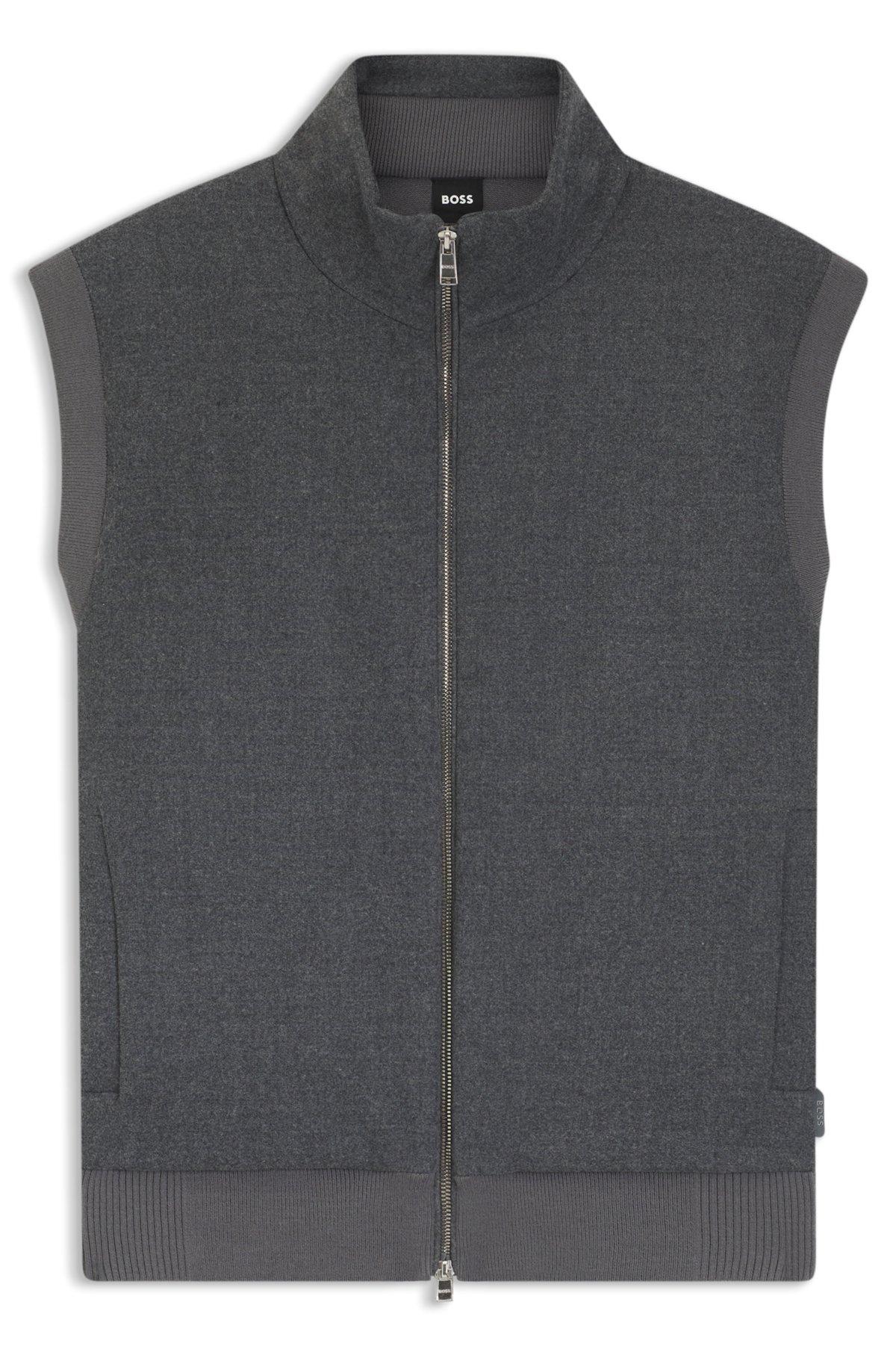 Flannel gilet with ribbed trims Product Image