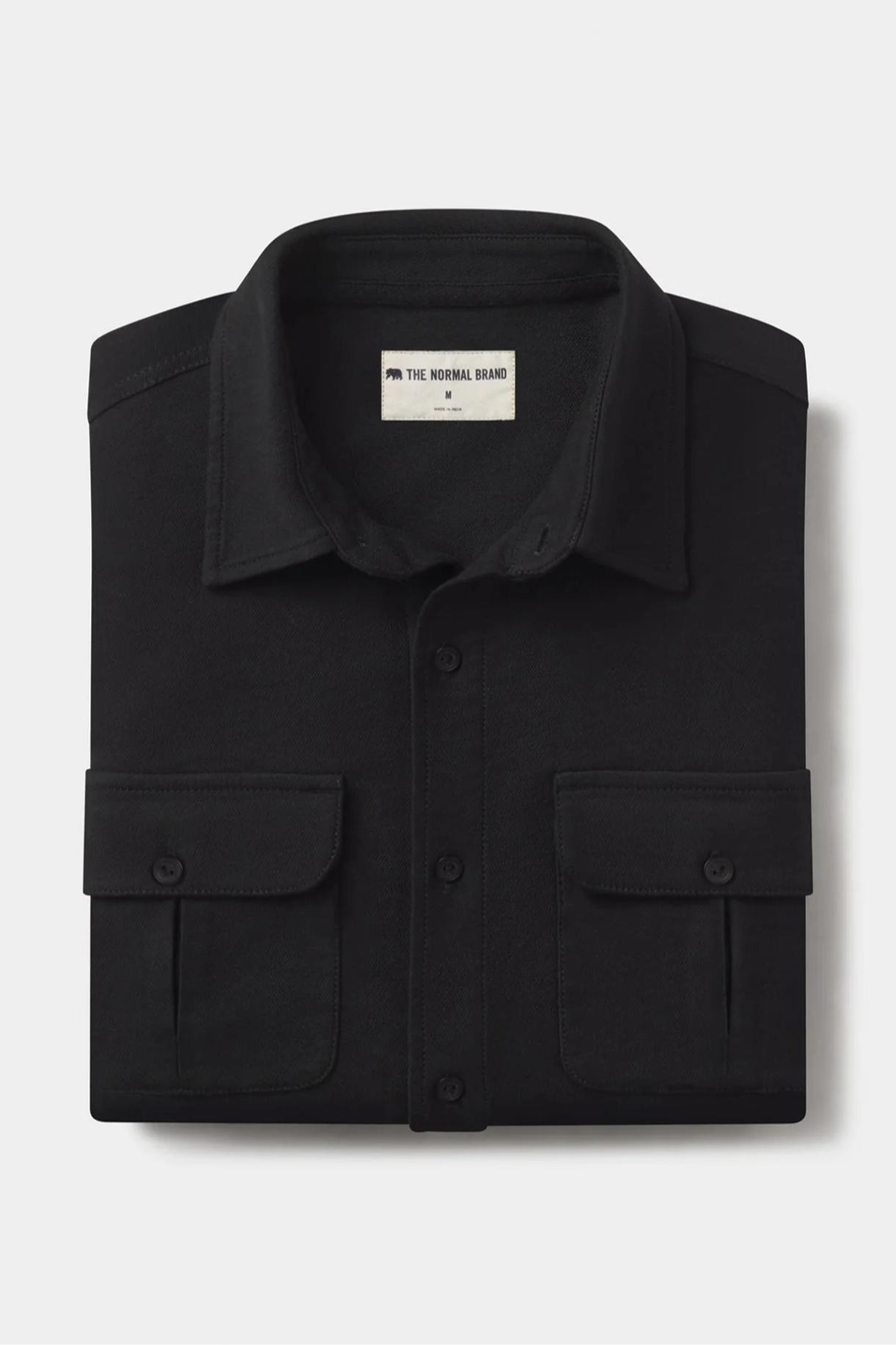 Comfort Terry Shirt Jacket - Black Product Image